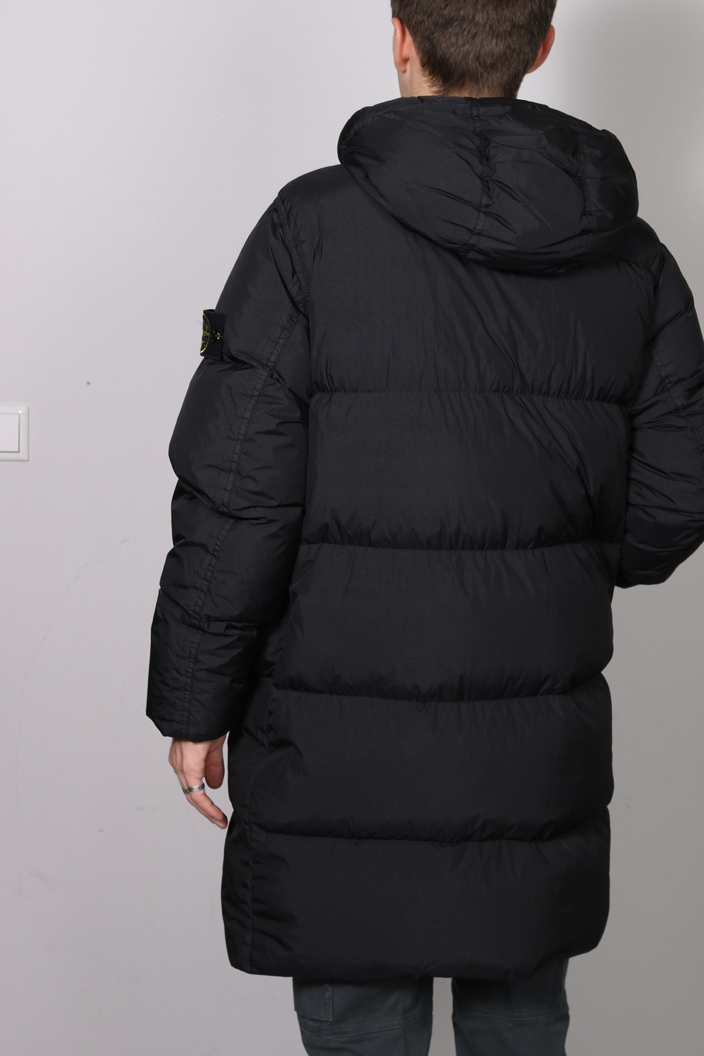 STONE ISLAND Garment Dyed Crinkle Reps Down Parka in Black