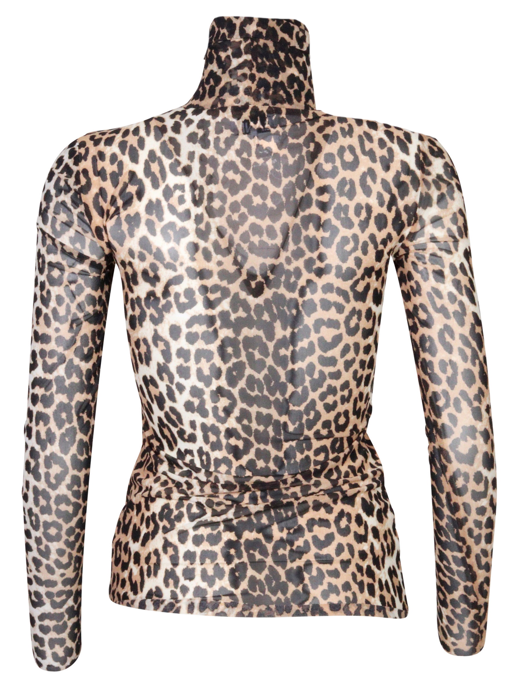 Ganni Leo Printed Mesh Turtle Neck Shirt