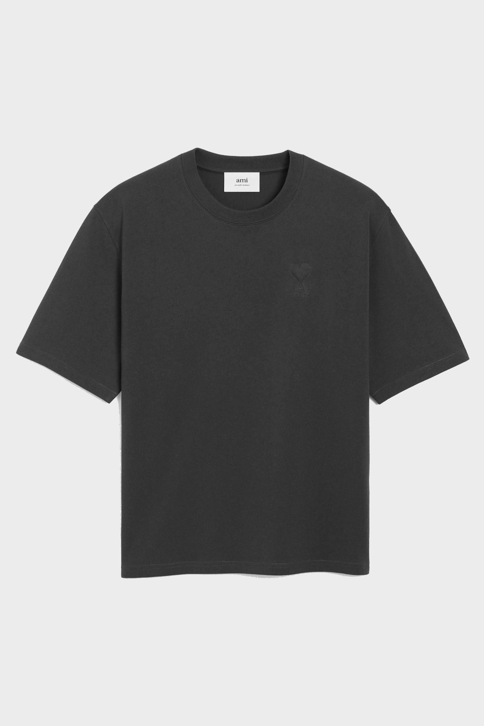 AMI PARIS de Coeur Embossed T-Shirt in Anthracite