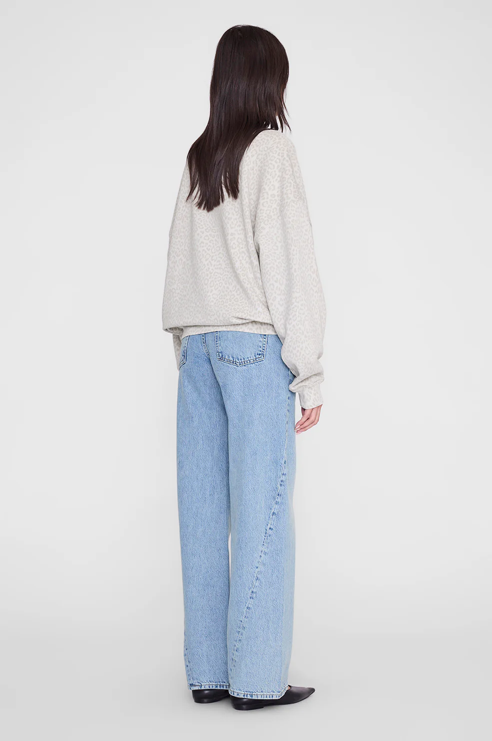 ANINE BING Miles Sweatshirt in Washed White Leopard