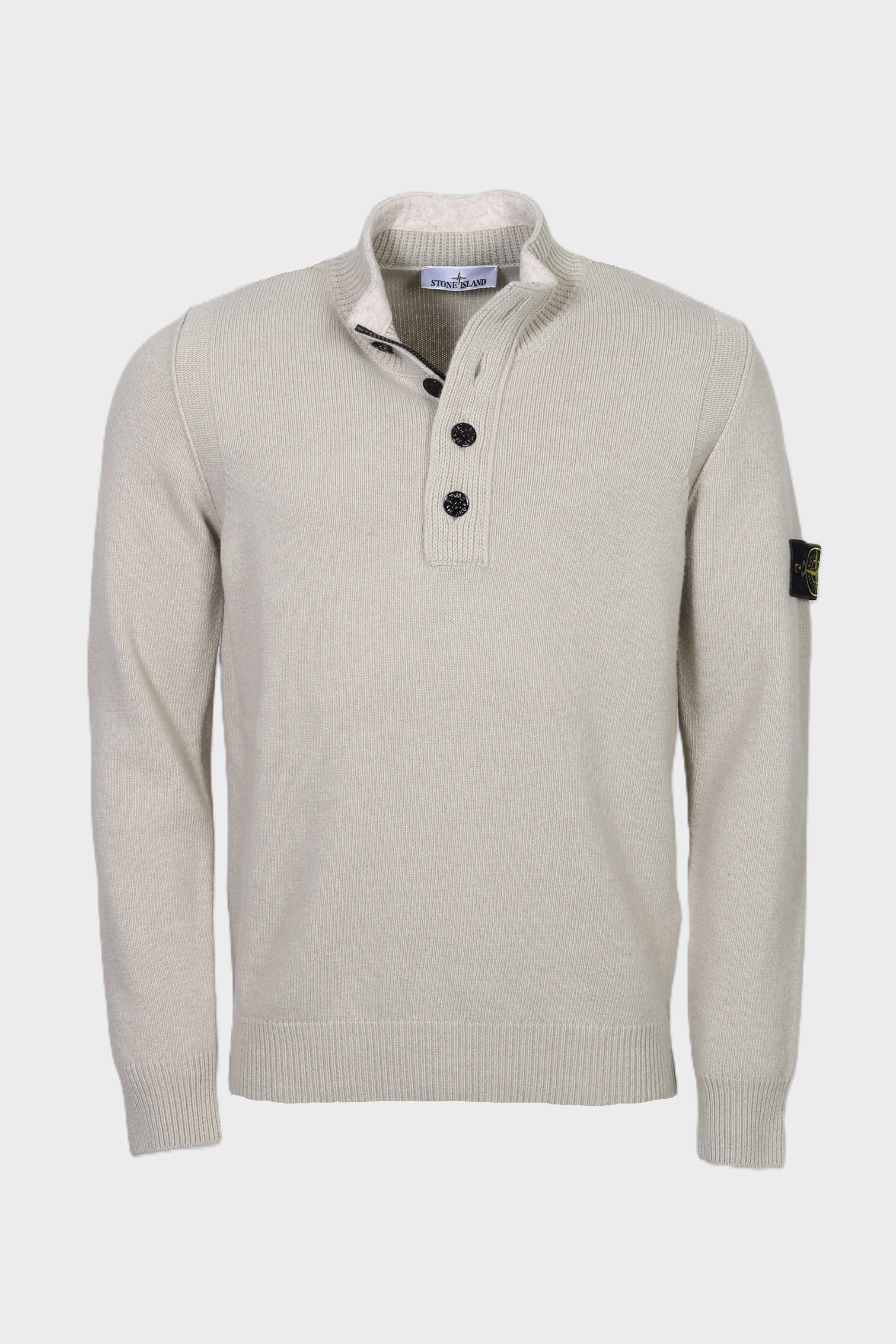 STONE ISLAND Heavy Knit Half Zip Pullover in Stone