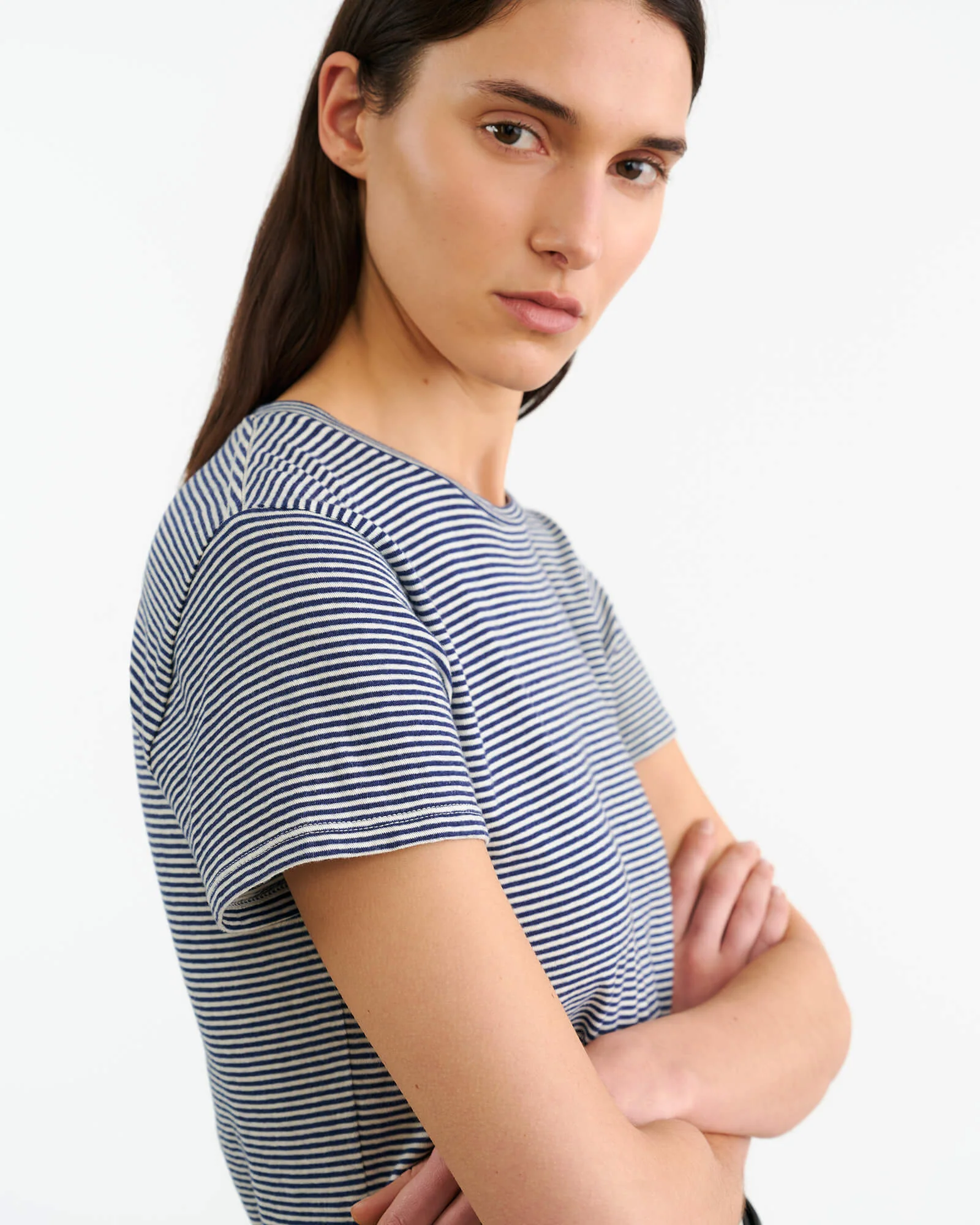 NILI LOTAN Lana T-Shirt in Ivory/Navy Stripe NILI LOTAN Lana T-Shirt in Ivory/Navy Stripe