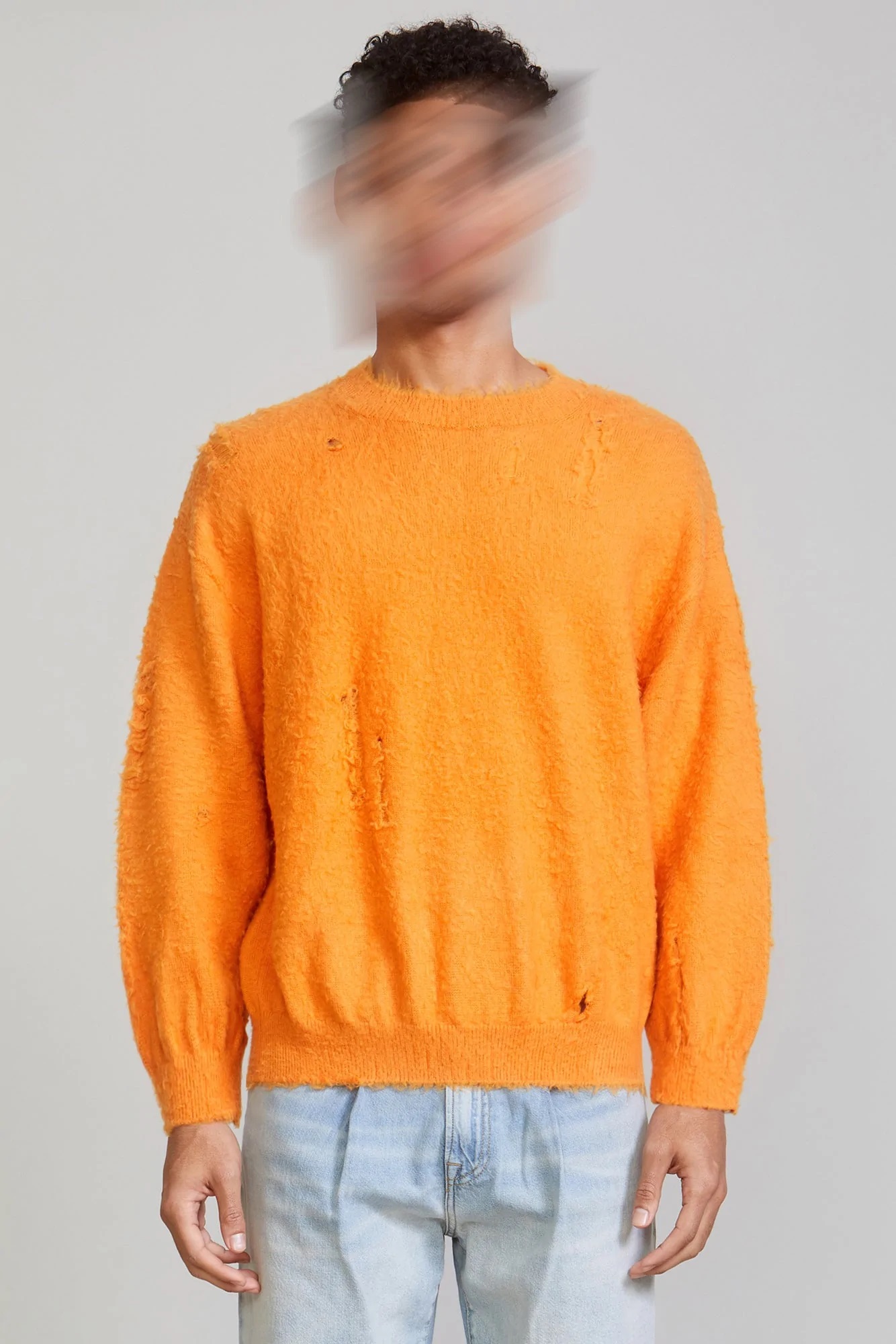 R13 Shaggy Oversized Knit Sweater in Orange