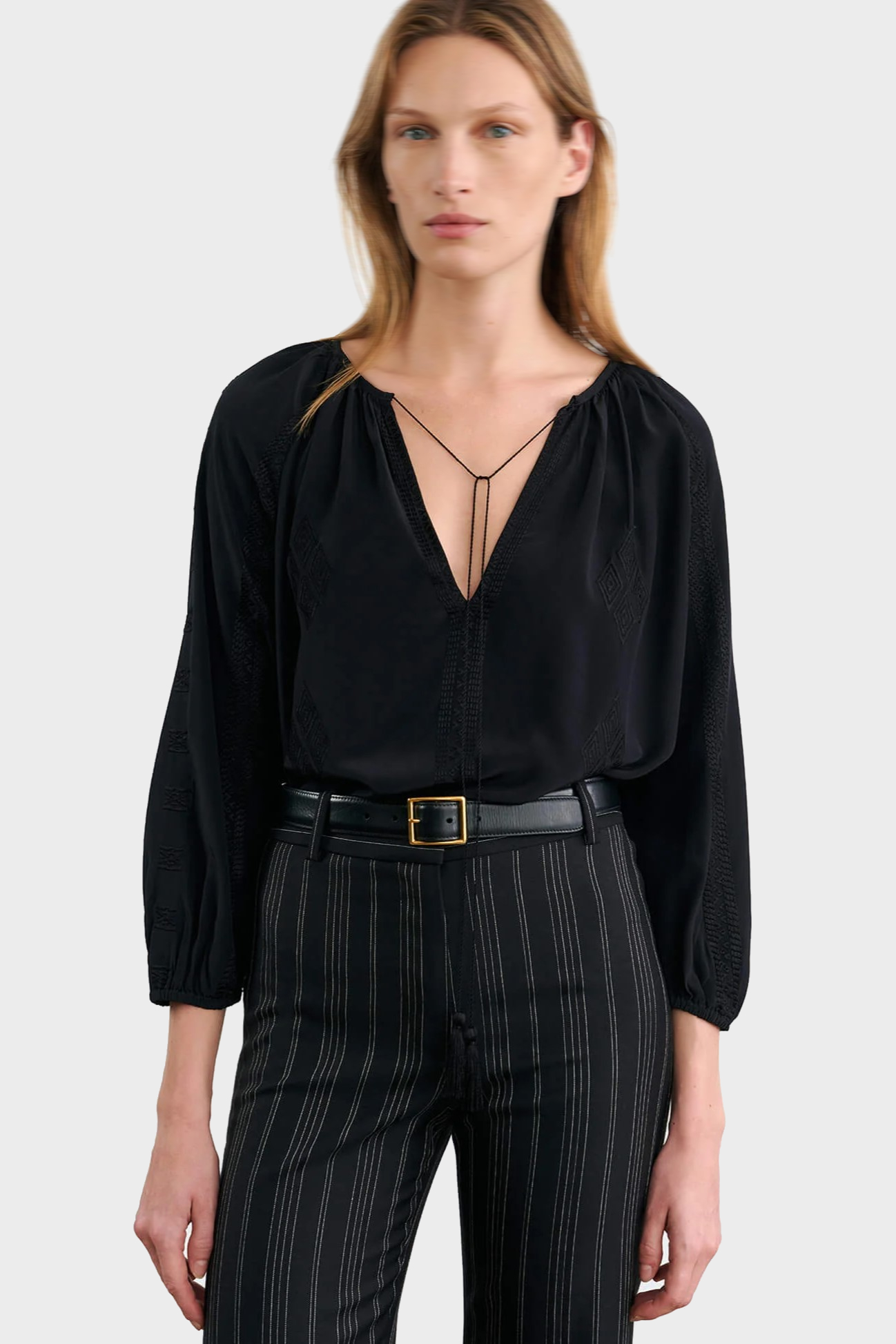 NILI LOTAN Cristo Silk Blouse in Black NILI LOTAN Cristo Silk Blouse in Black