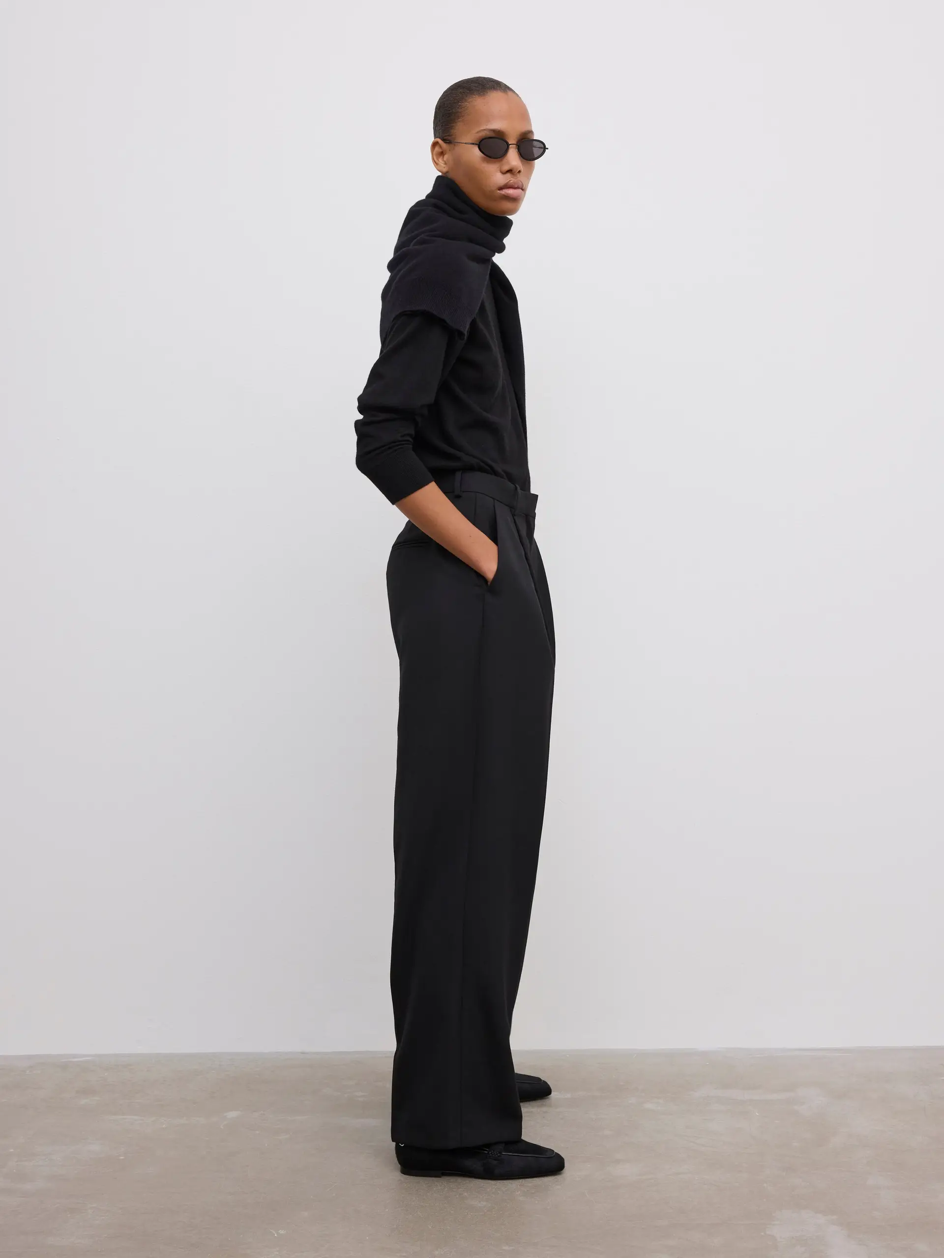 DAGMAR Relaxed Wool Pant in Black