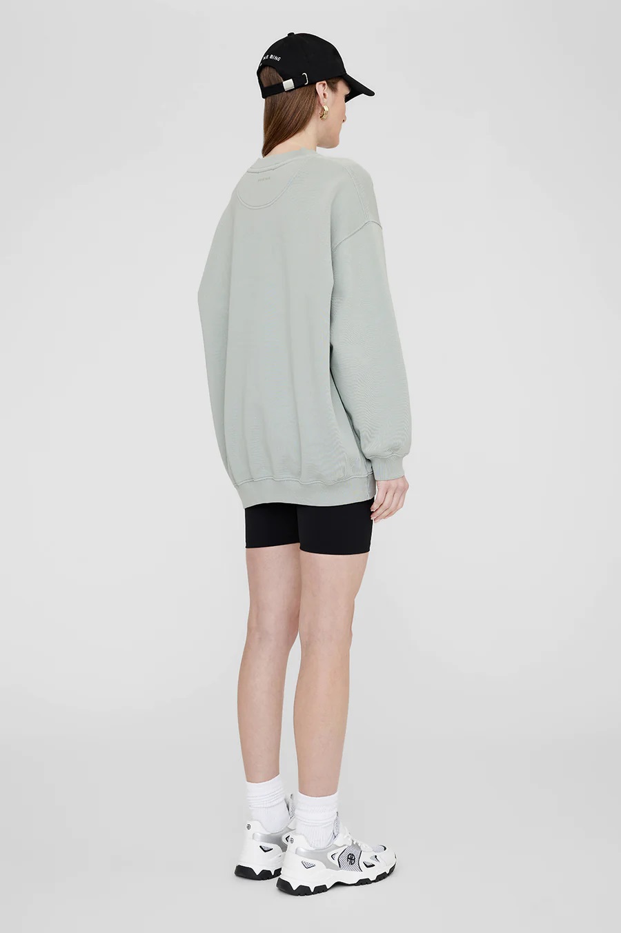 ANINE BING Tyler Sweatshirt Satin Bing in Sage Green XS