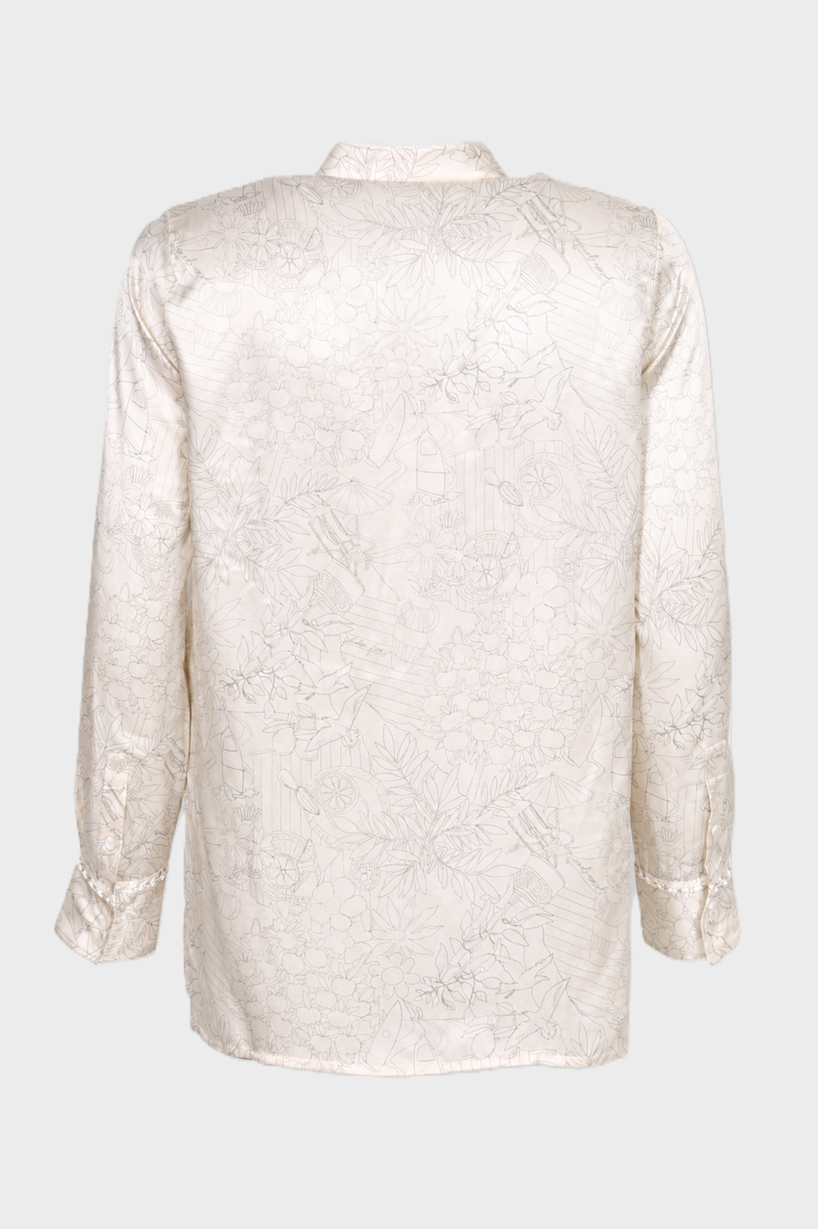 GOLDEN GOOSE Journey Printed Viscose Shirt in Cream