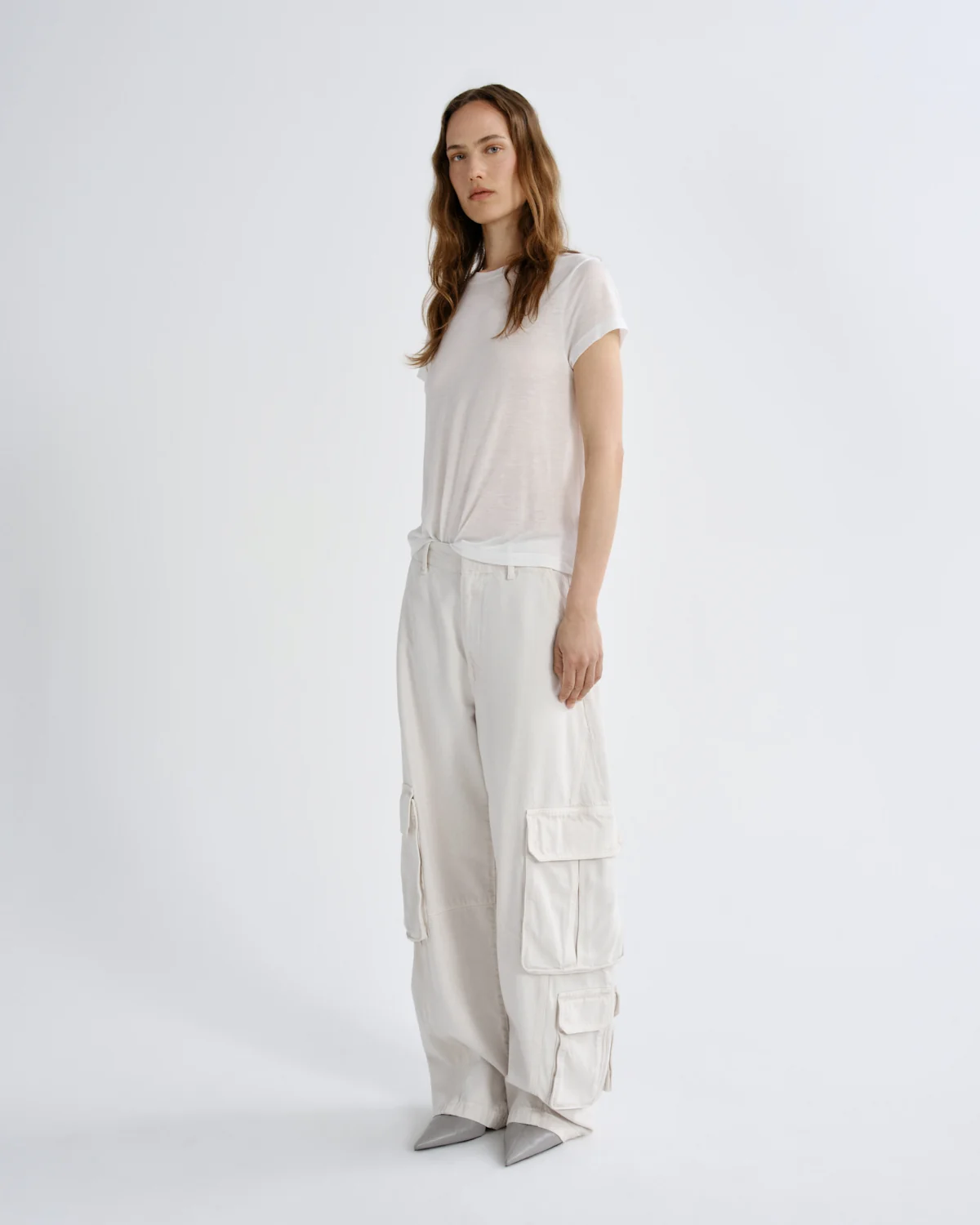 AGOLDE Adine Tencel Tee in Offwhite