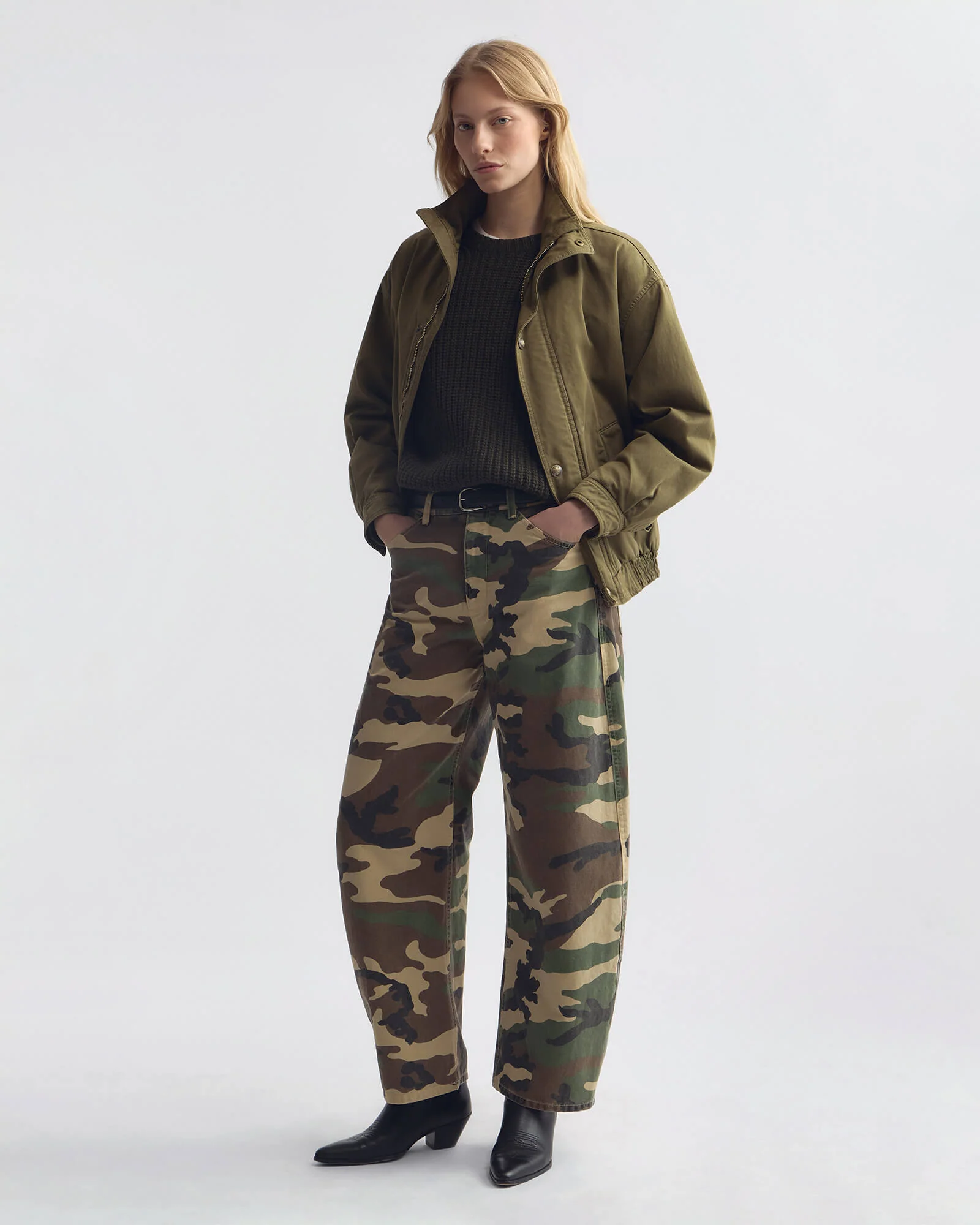 NILI LOTAN Klaire Blouson Jacket in Shadow Green