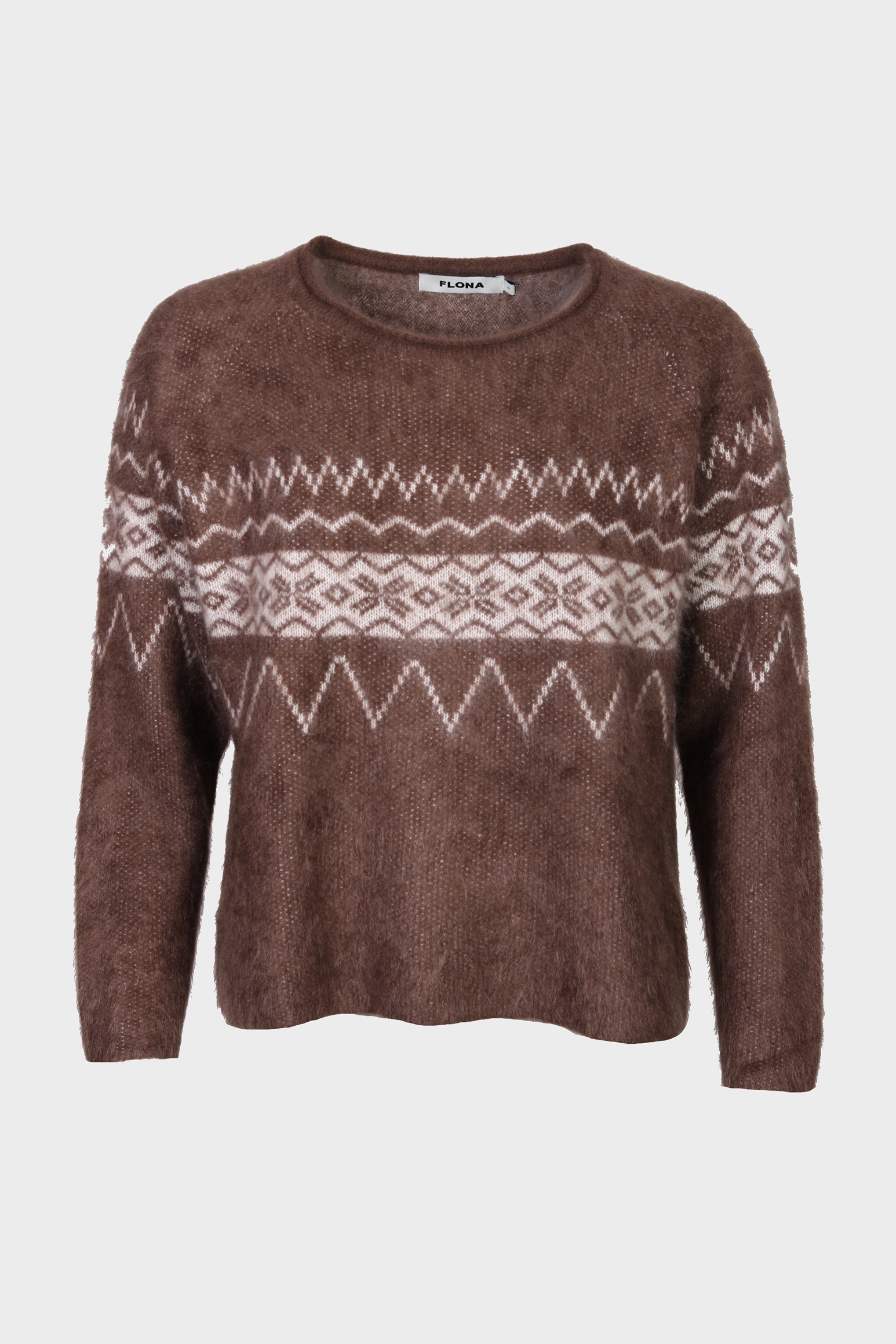 FLONA Cashmere Fluffy Sweater in Brown