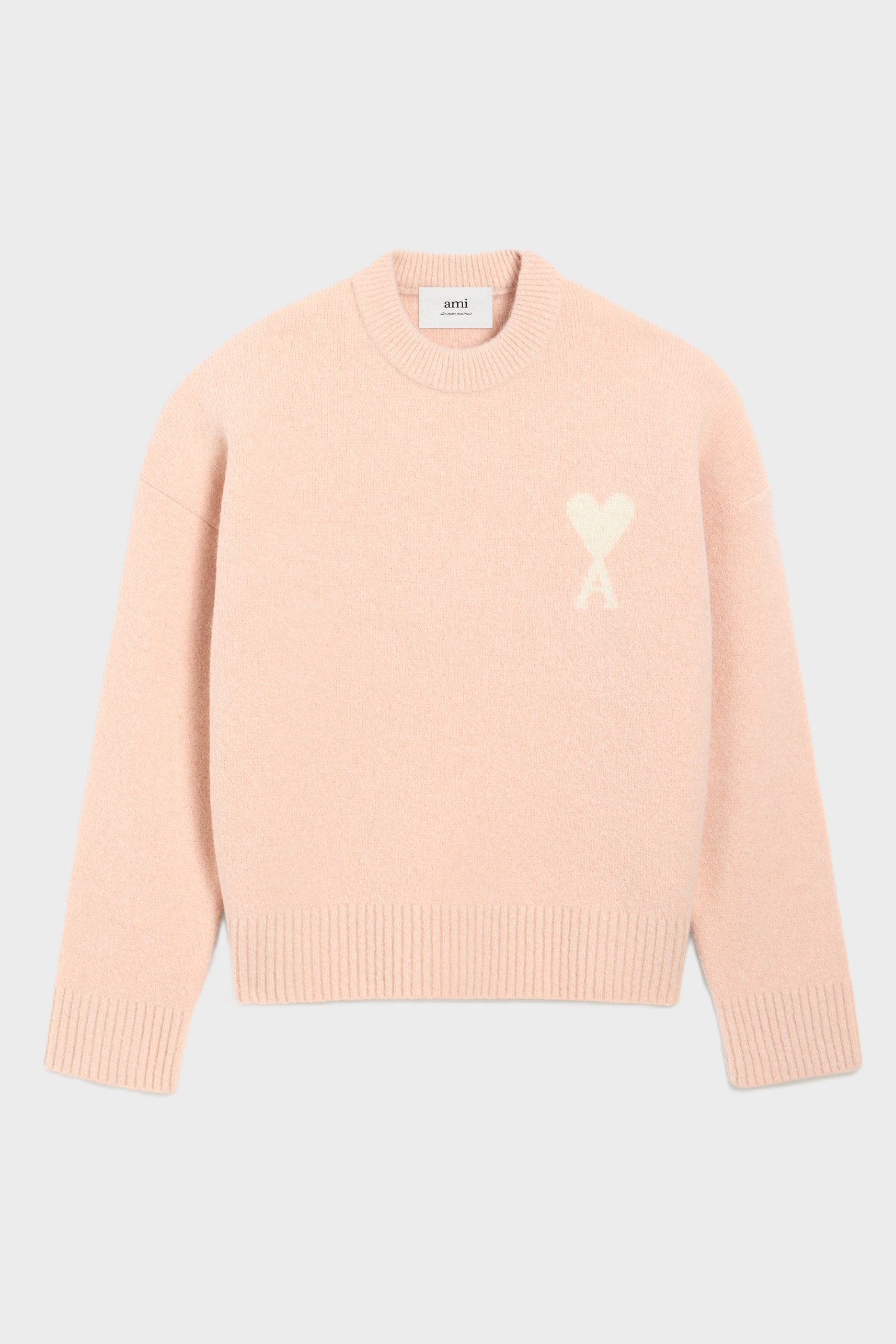 AMI PARIS de Coeur Knit Pullover in Powder/Off White