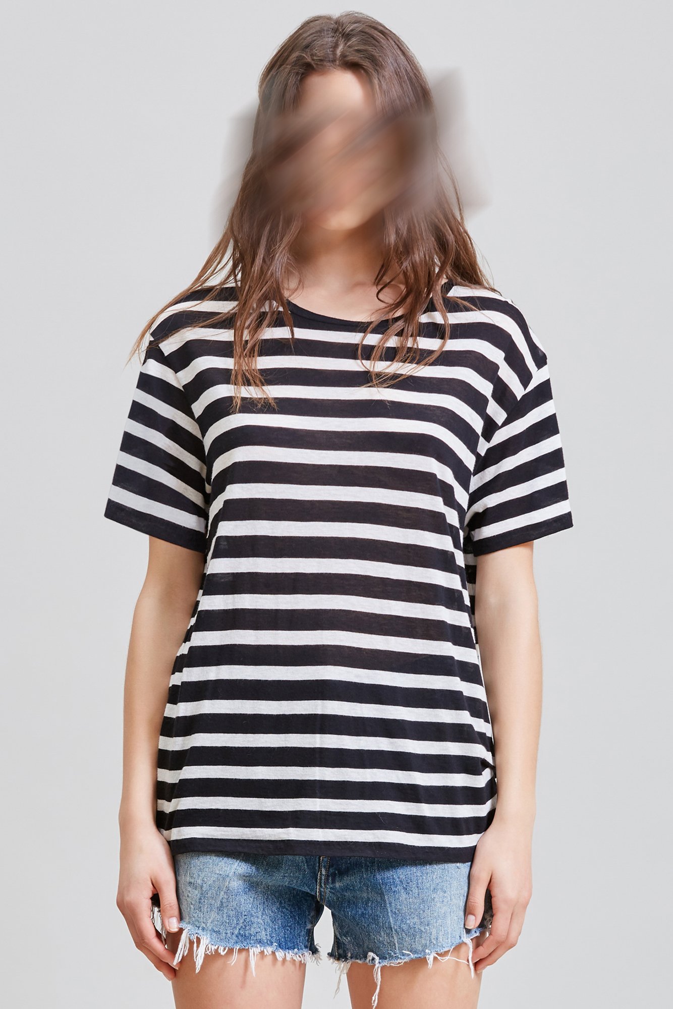 R13 Striped Boy T-Shirt Black/Ecru