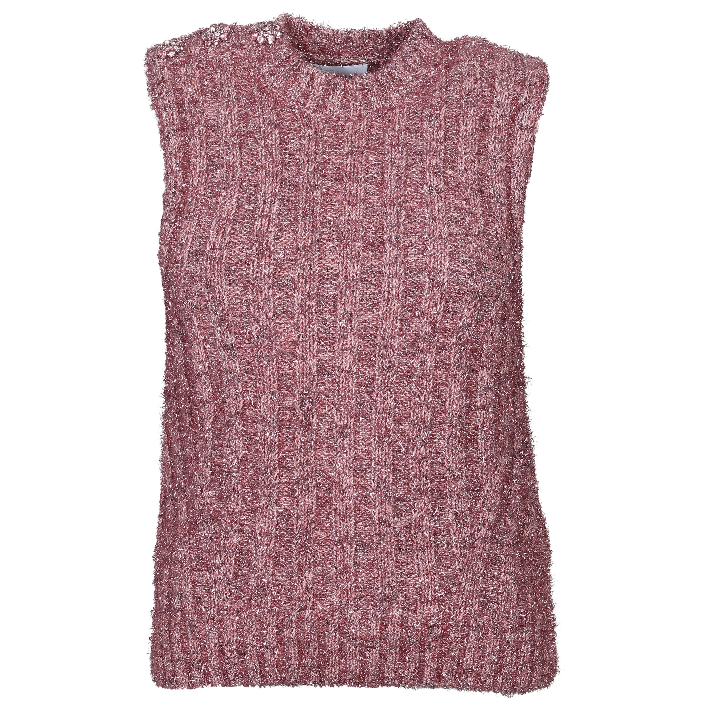 Ganni Chunky Glitter Knit Vest Pink Nectar