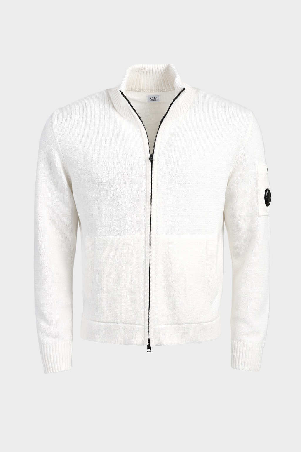 C.P. COMPANY Cotton Knit Jacket in Gauze White