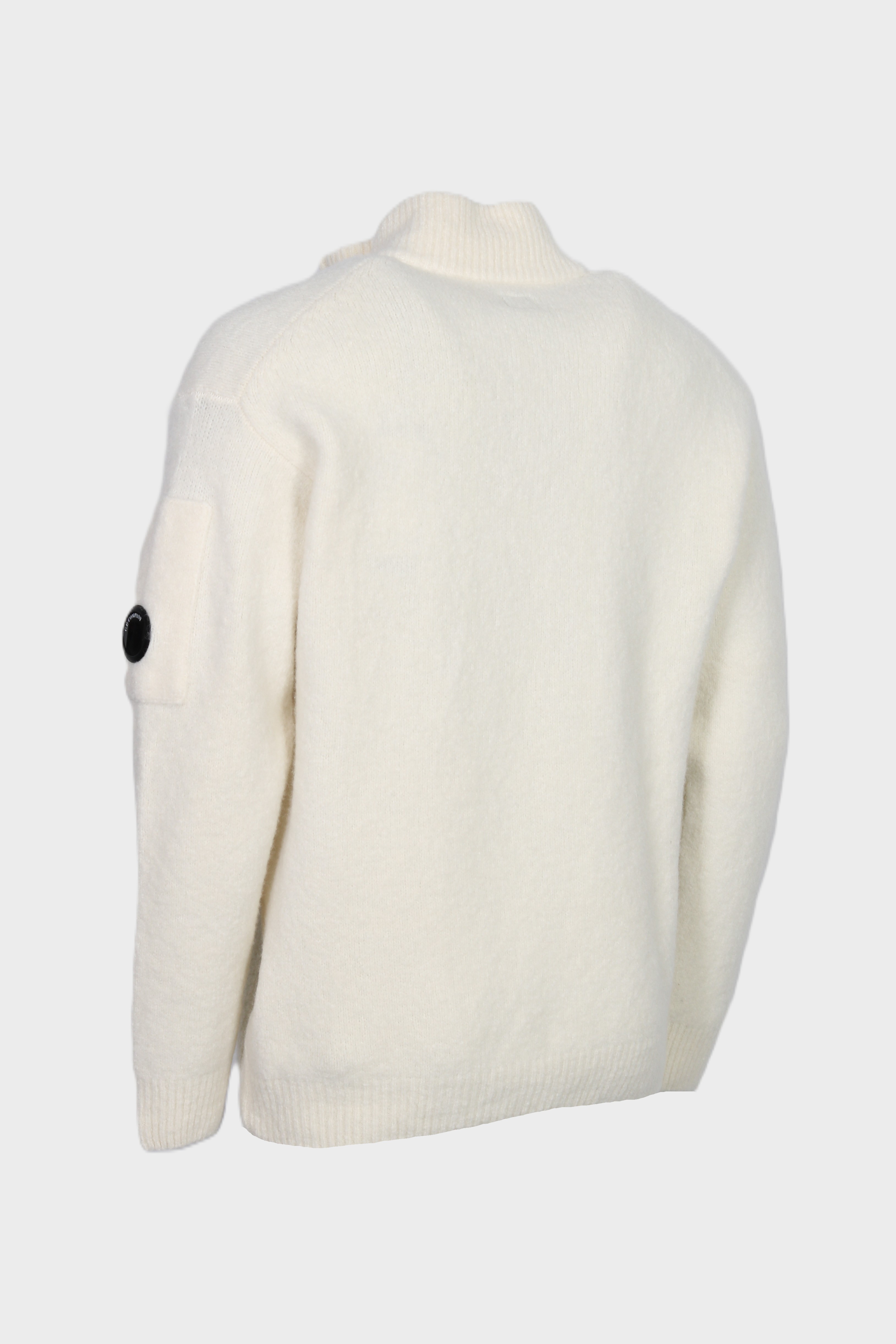 C.P. COMPANY Fluffy Knit Half Zip Pullover in Gauze White