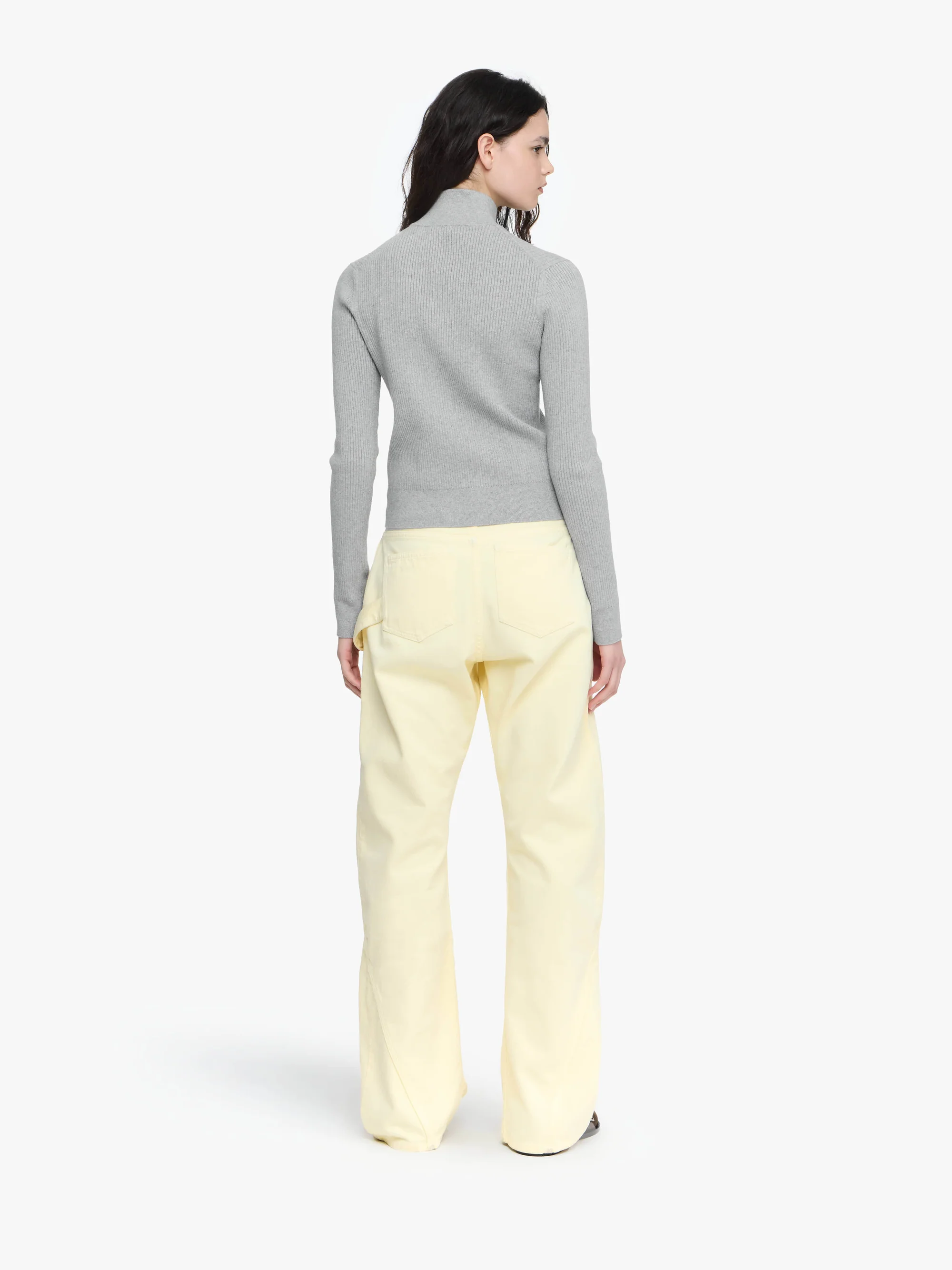JW ANDERSON Fitted Zip Up Cardigan in Light Grey Melange