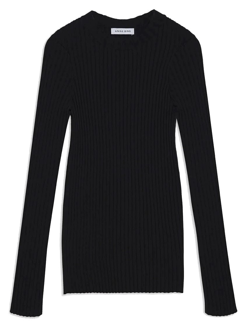 Anine Bing Cecily Longsleeve in Black M