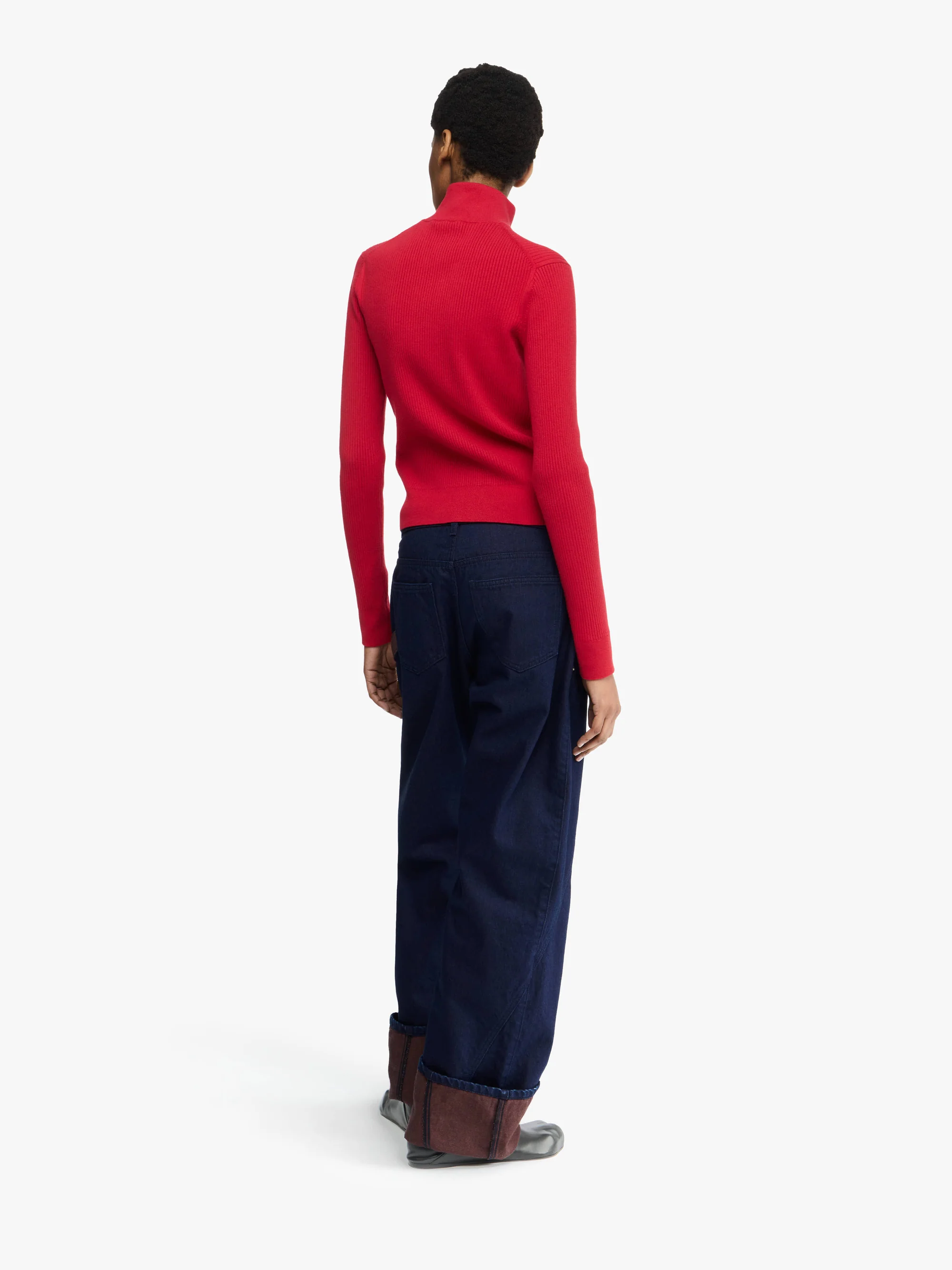 JW ANDERSON Fitted Zip Up Cardigan in Crimson Red