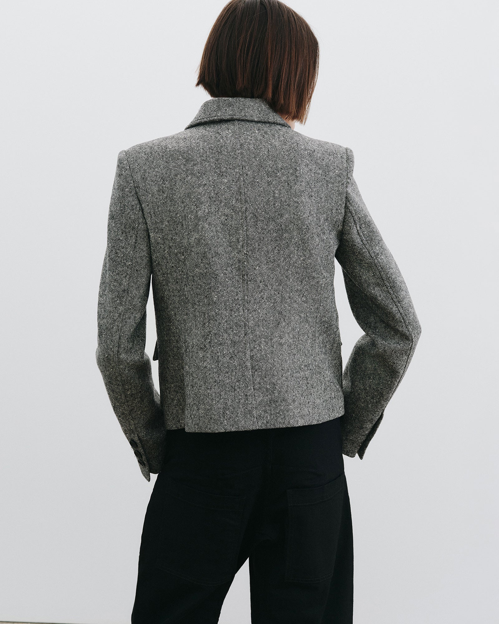 NILI LOTAN Jamison Jacket in Black Donegal