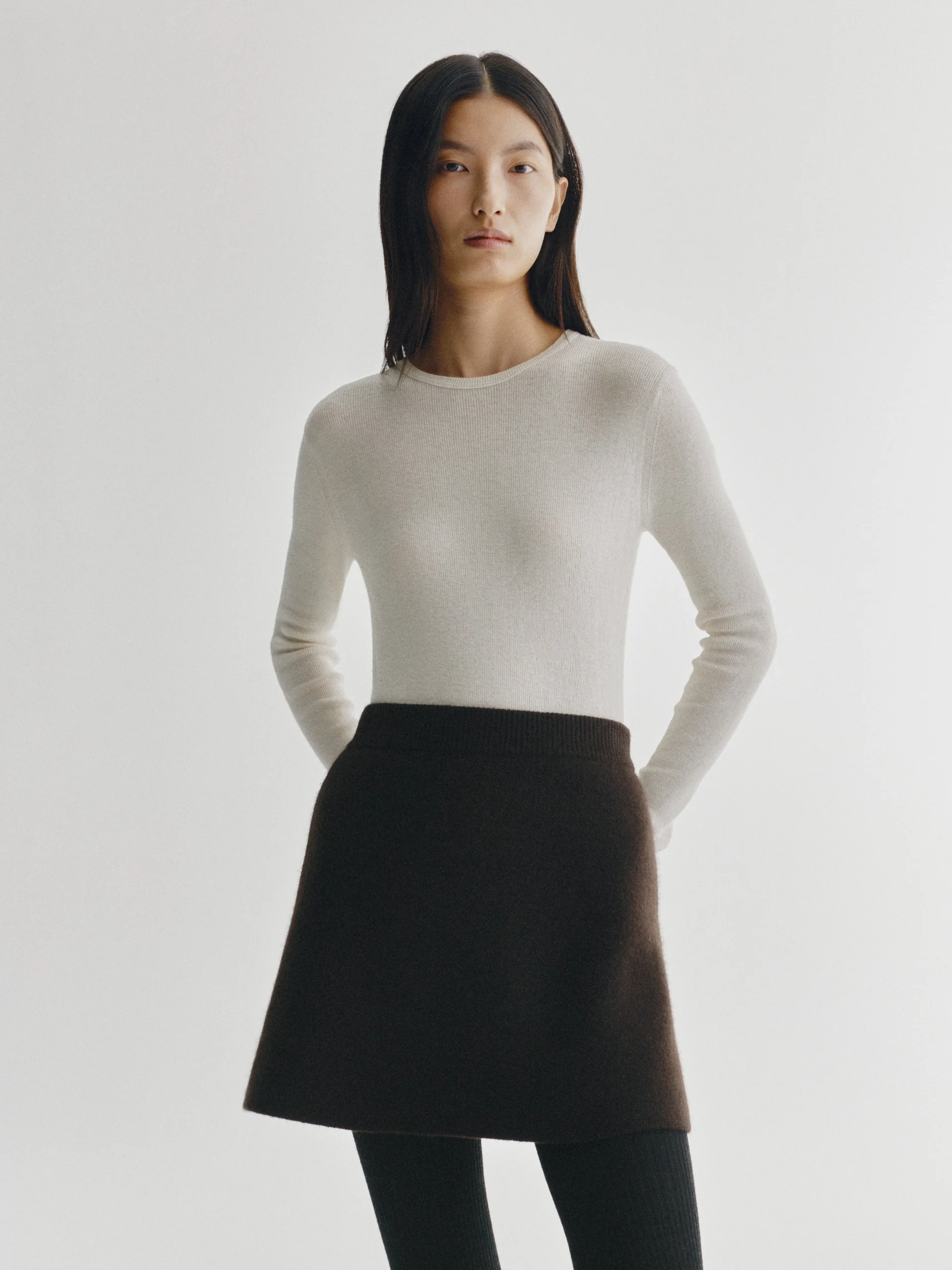 LISA YANG Clare Cashmere Mini Skirt in Dark Oak