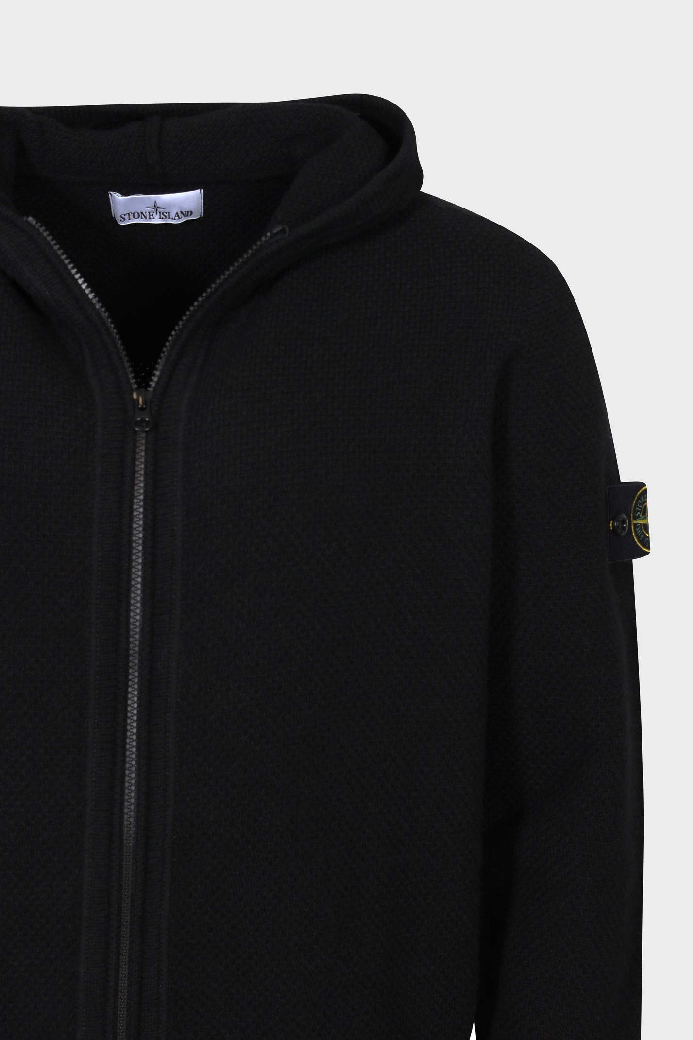 STONE ISLAND Hodded Knit Jacket in Black 3XL