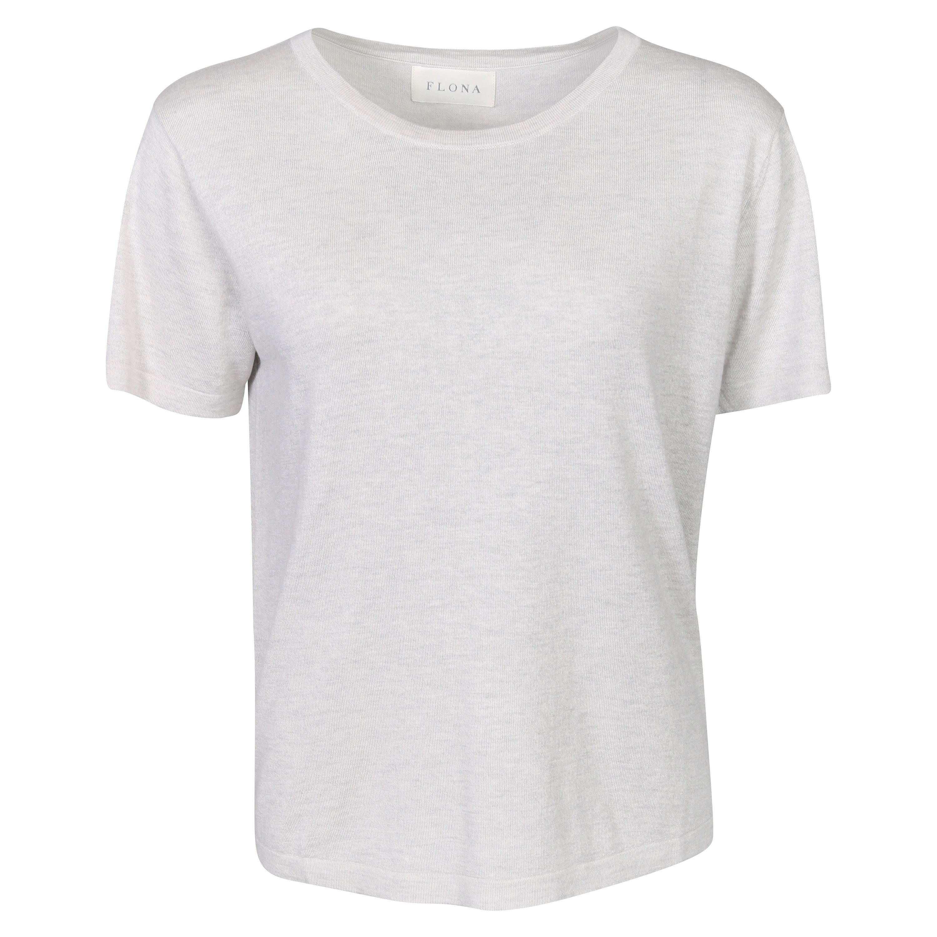 Flona Cashmere/Silk T-Shirt in Light Grey