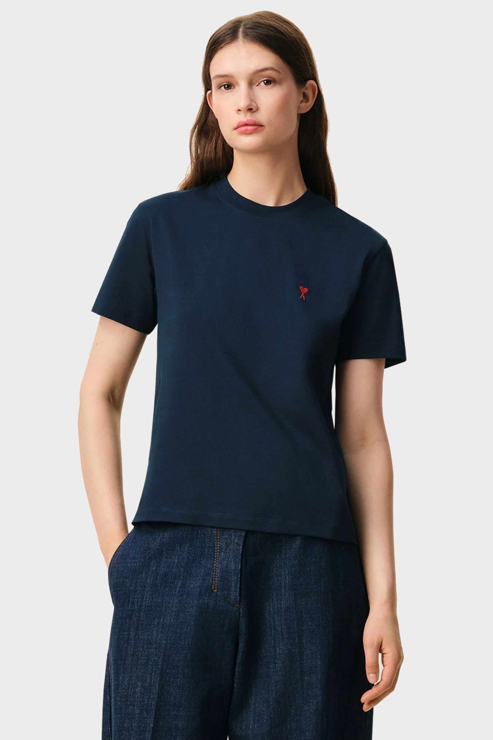 AMI PARIS de Coeur Classic Fit T-Shirt in Night Blue