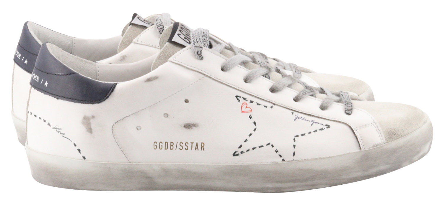 Golden Goose Sneaker Superstar White/Darkblue Stitched Star