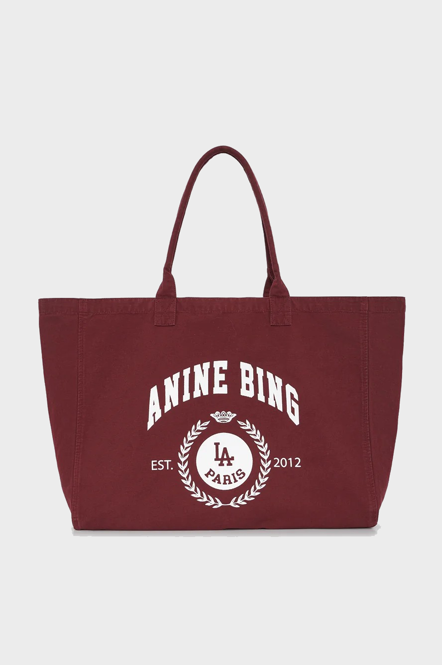 ANINE BING One Leo Canvas Tote Collegiate in Bordeaux