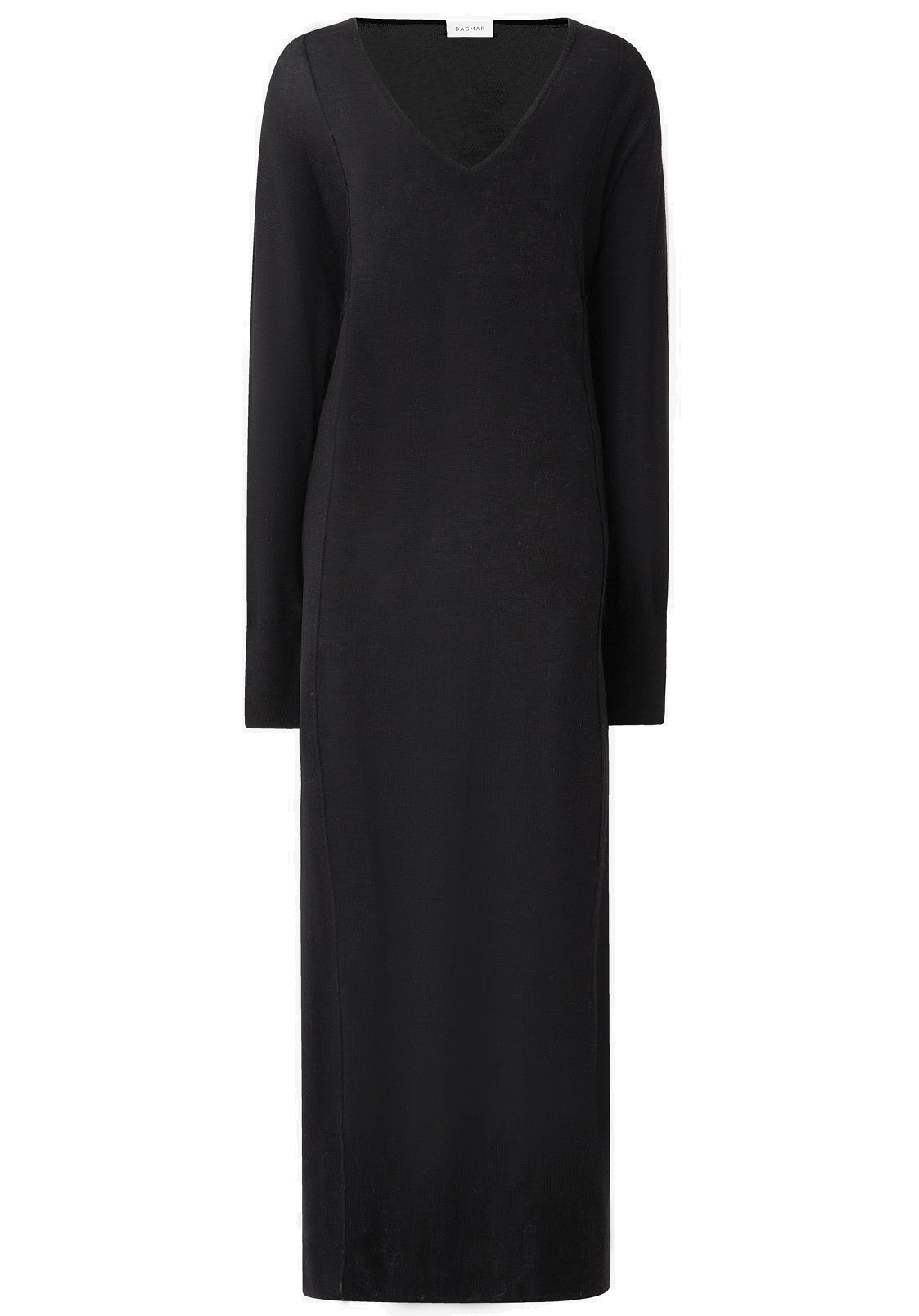 DAGMAR Merino V-Neck Dress in Black