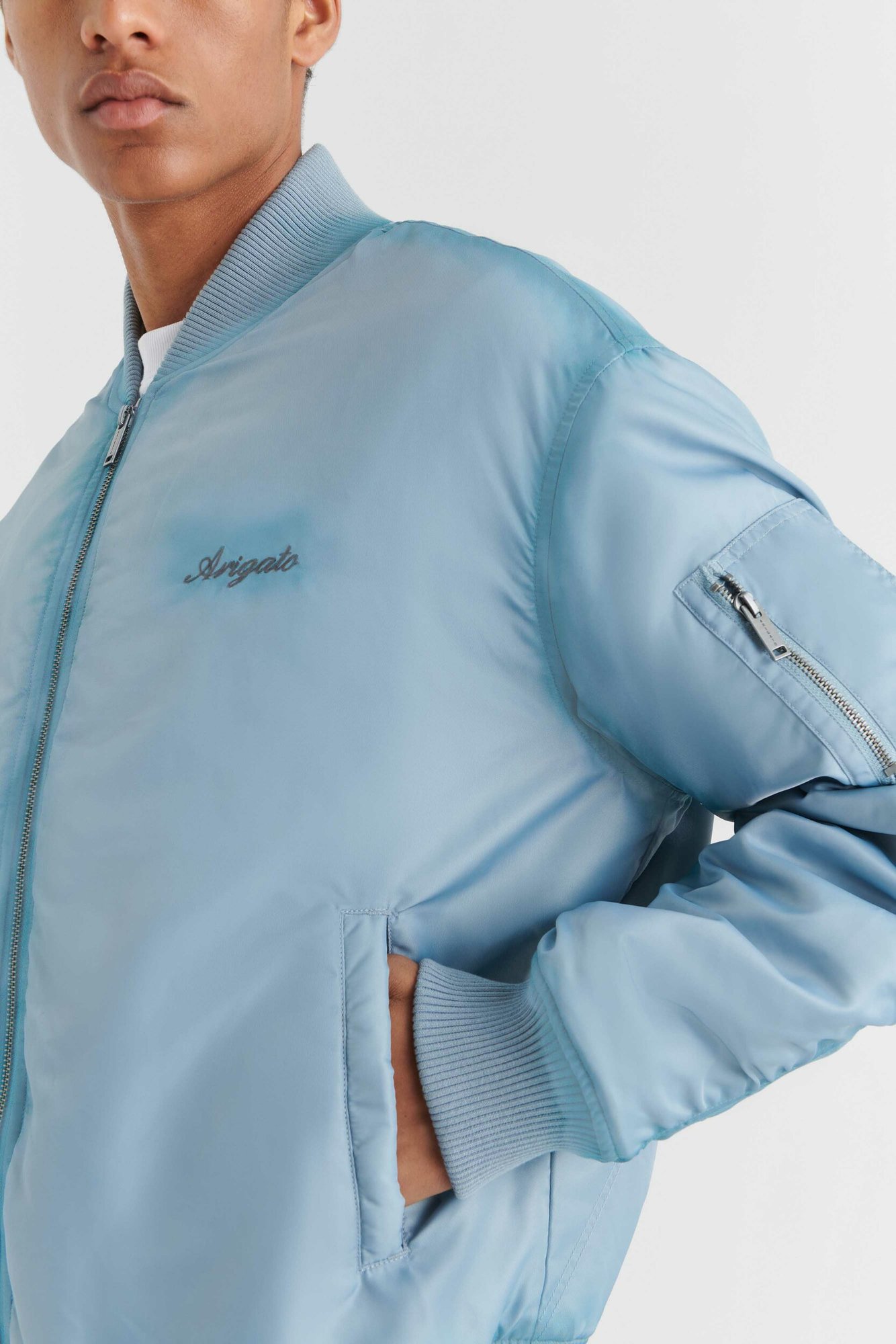 AXEL ARIGATO Annex Bomber Jacket in Bleached Blue XL