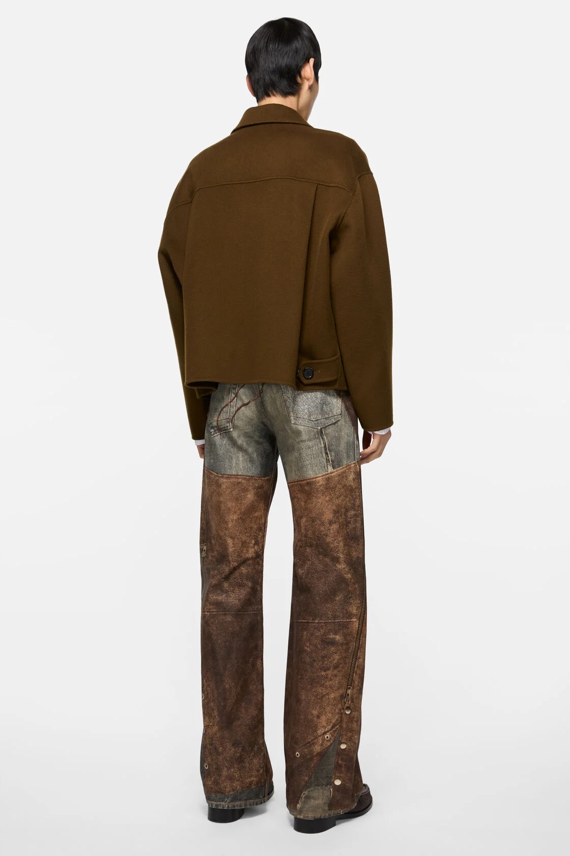 ACNE STUDIOS Boxy Fit Wool Jacket in Olive Green
