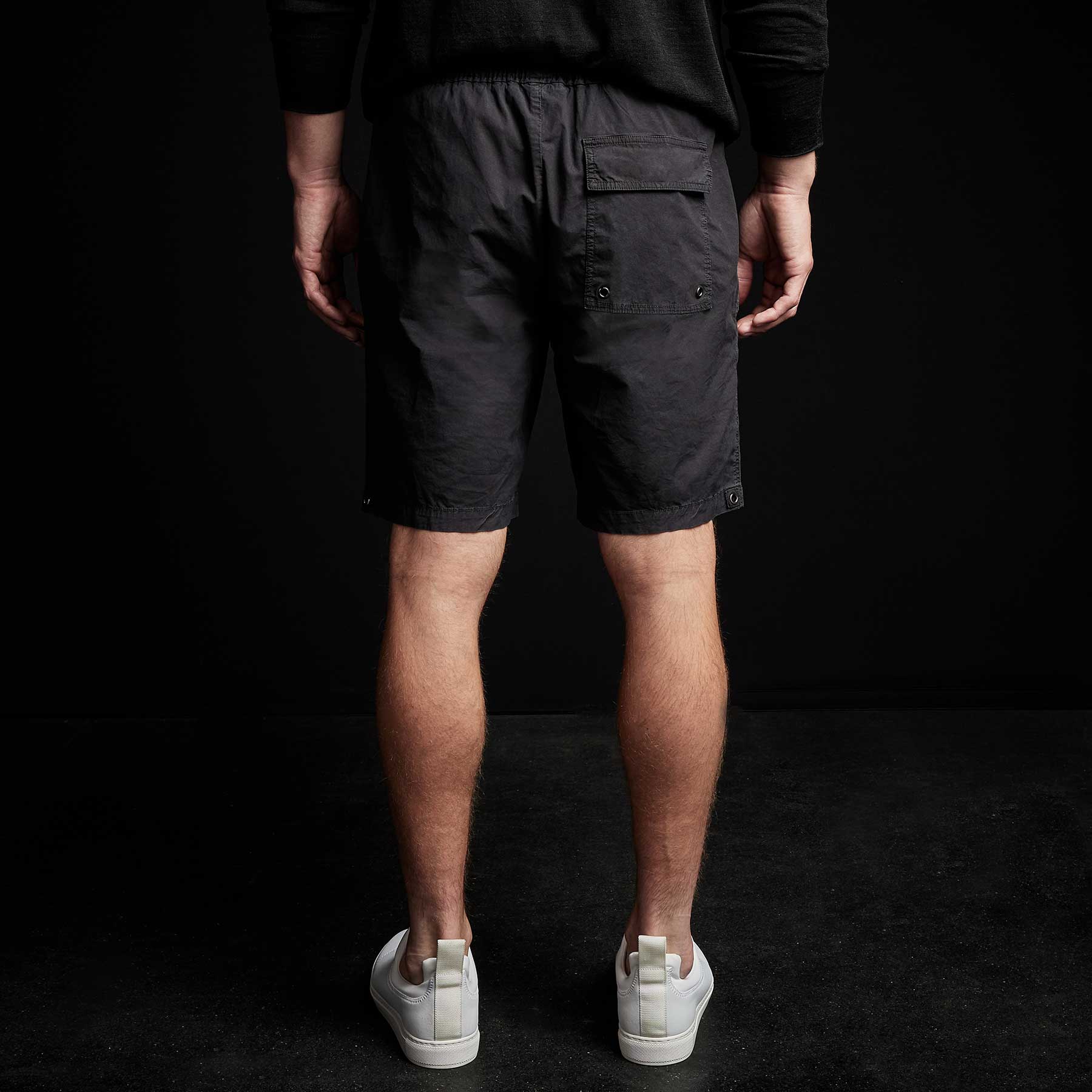 JAMES PERSE Relaxed Stretch Poplin Shorts in Black 1/S