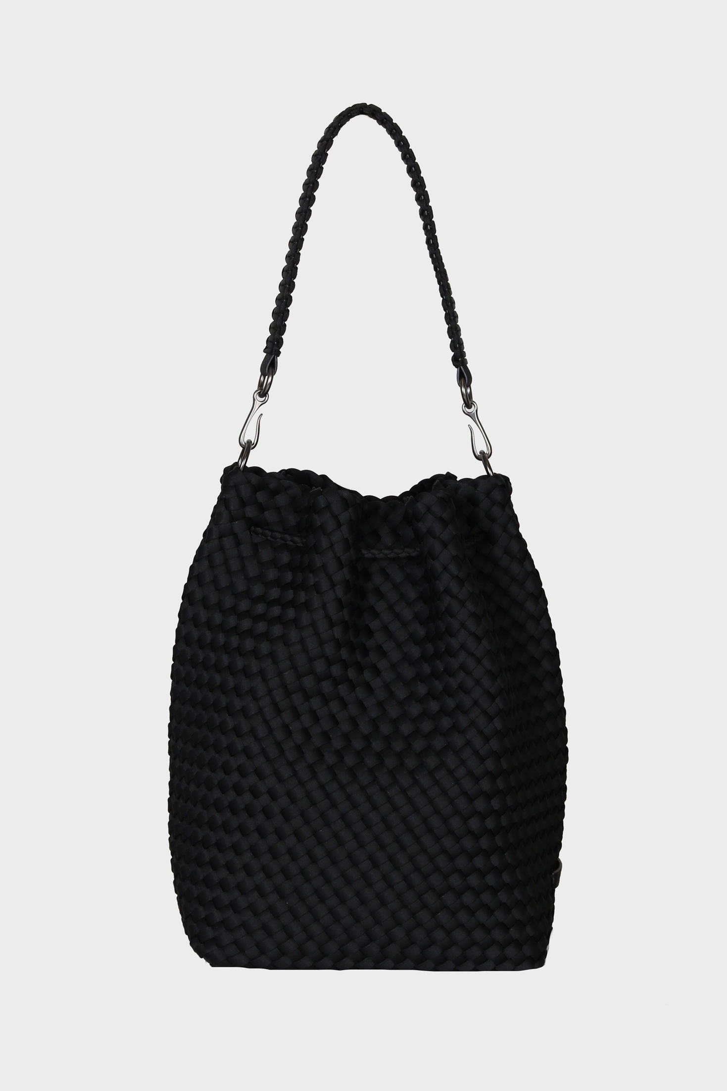NAGHEDI Handwoven Mercer Large Bucket Bag in Onyx