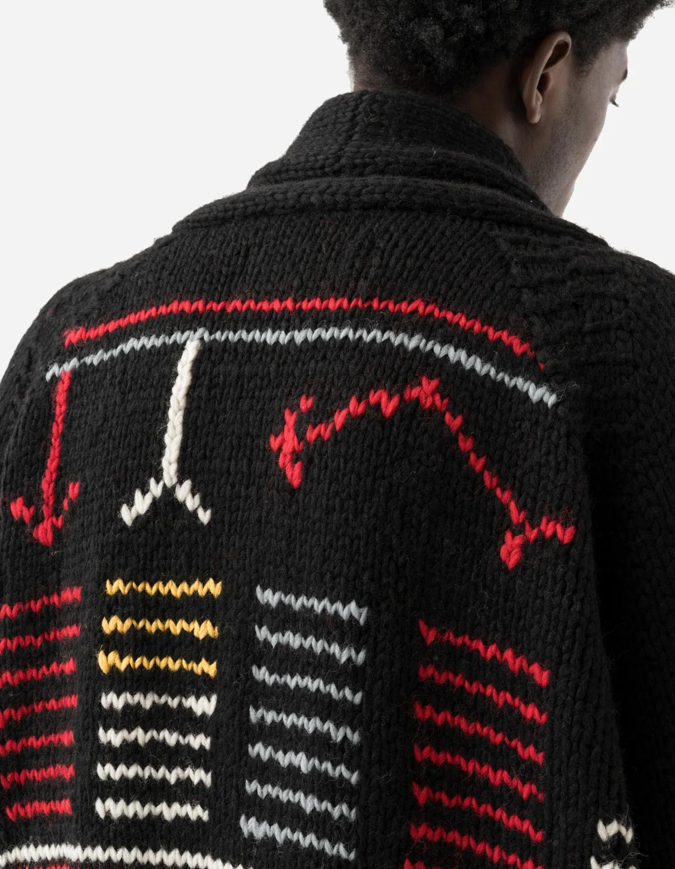 MAHARISHI 2217 Kanata Hand Knitted Cardigan in Black