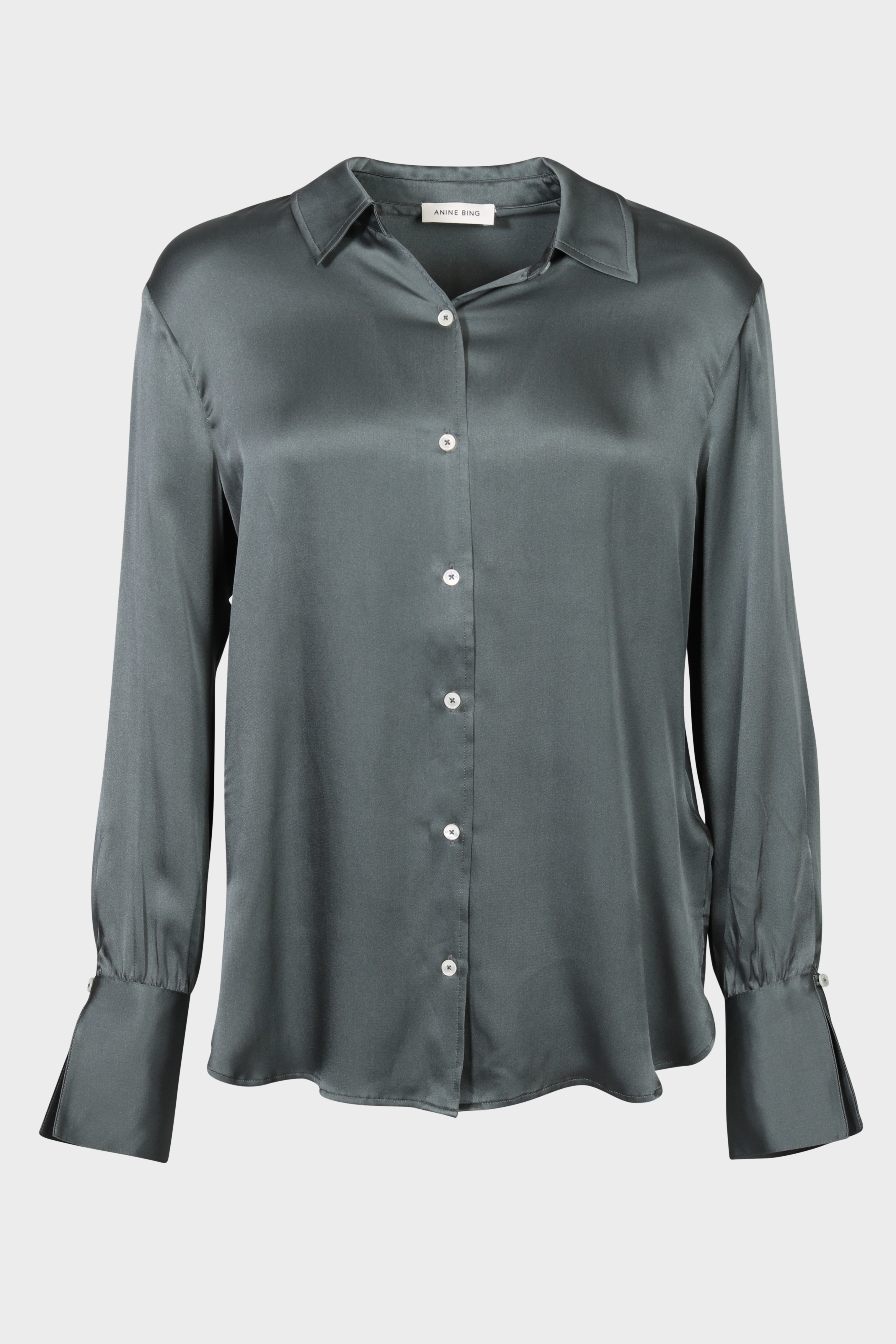 ANINE BING Monica Shirt in Dark Sage XS