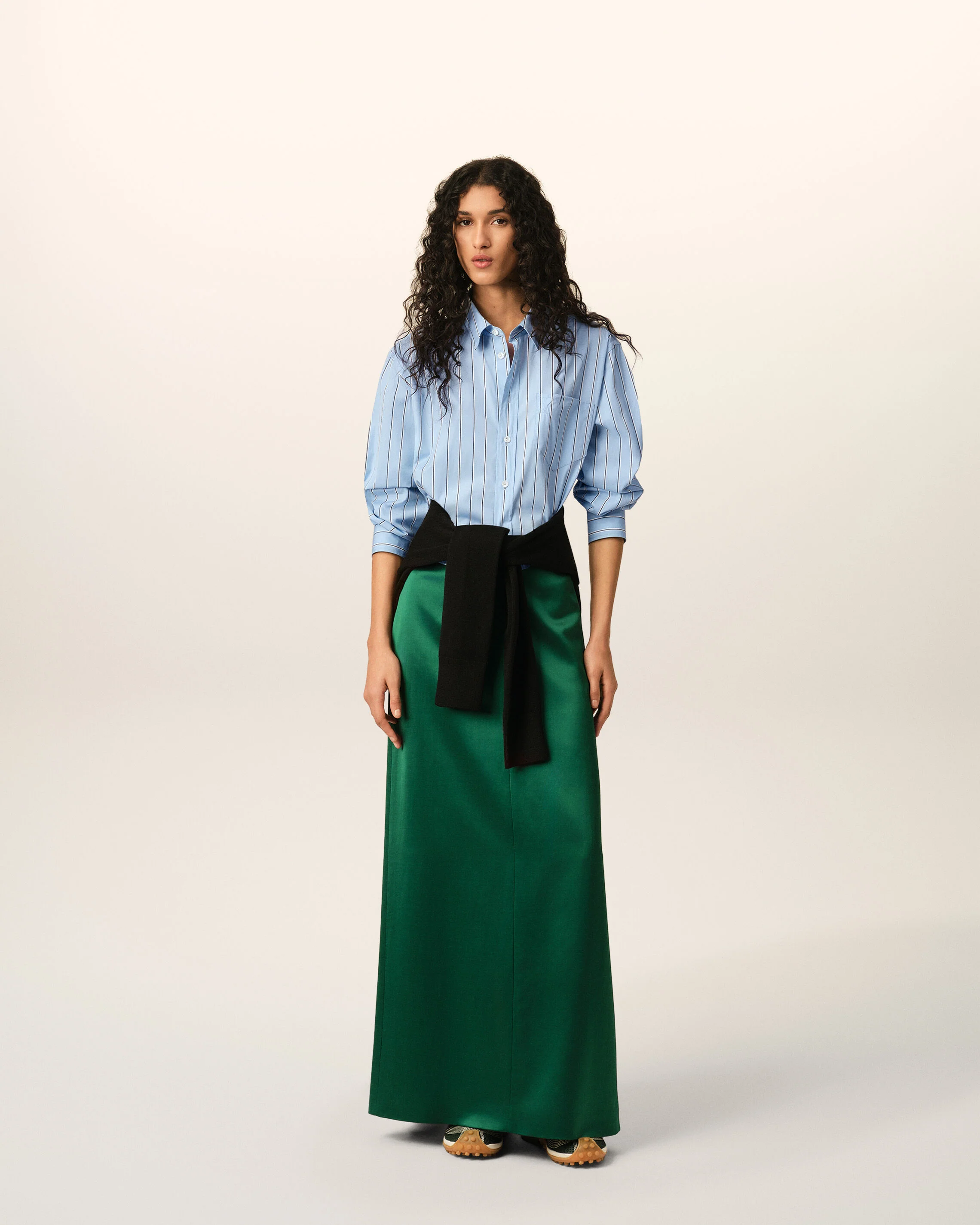 AMI PARIS de Coeur Cropped Shirt in Cashmere Blue / Ivory