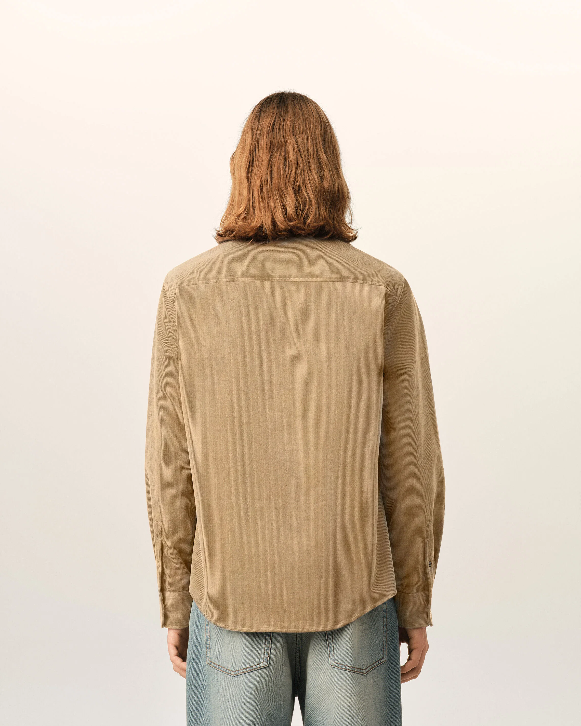 AMI PARIS de Coeur Corduroy Shirt in Mastic Beige