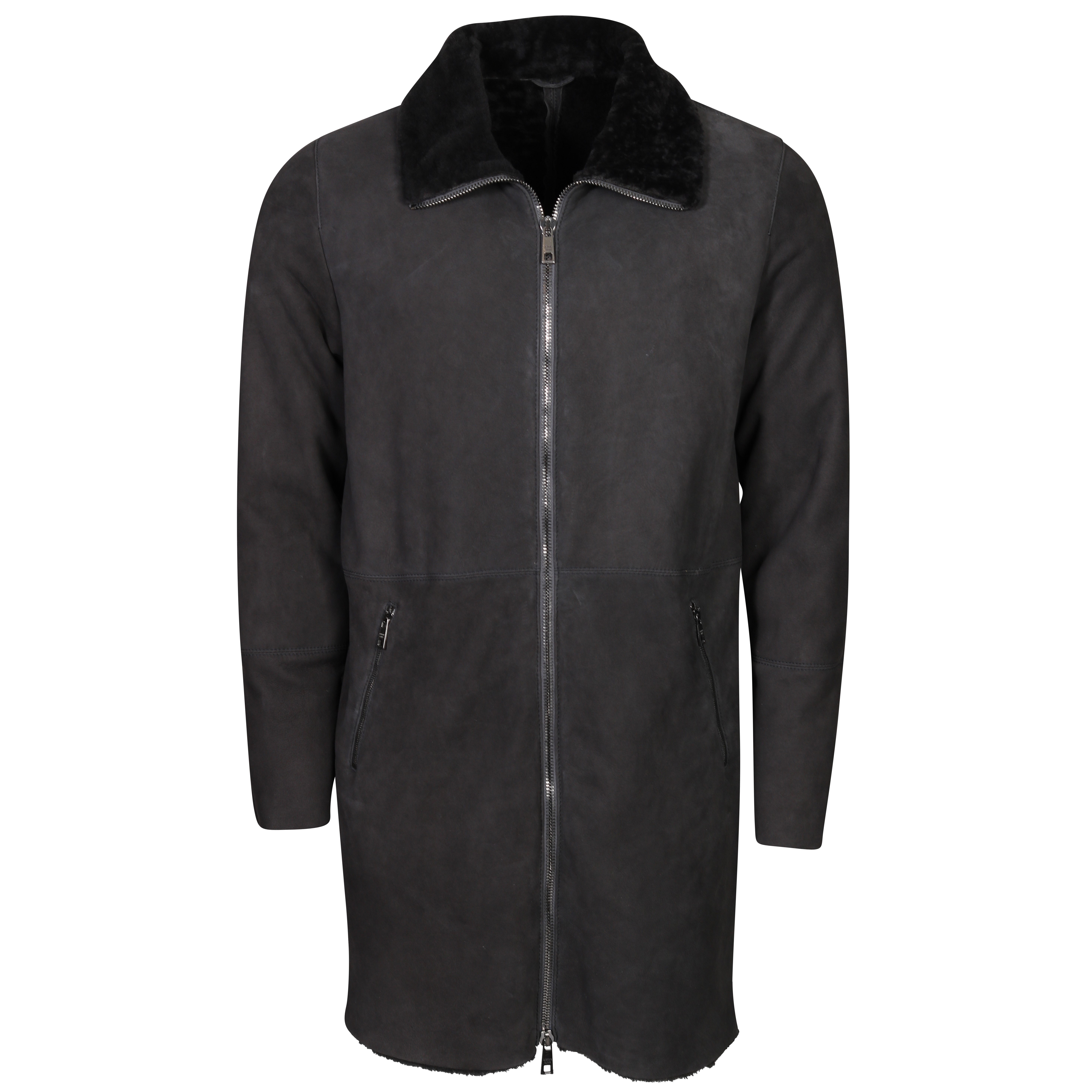 Giorgio Brato Leather Coat in Dark Grey