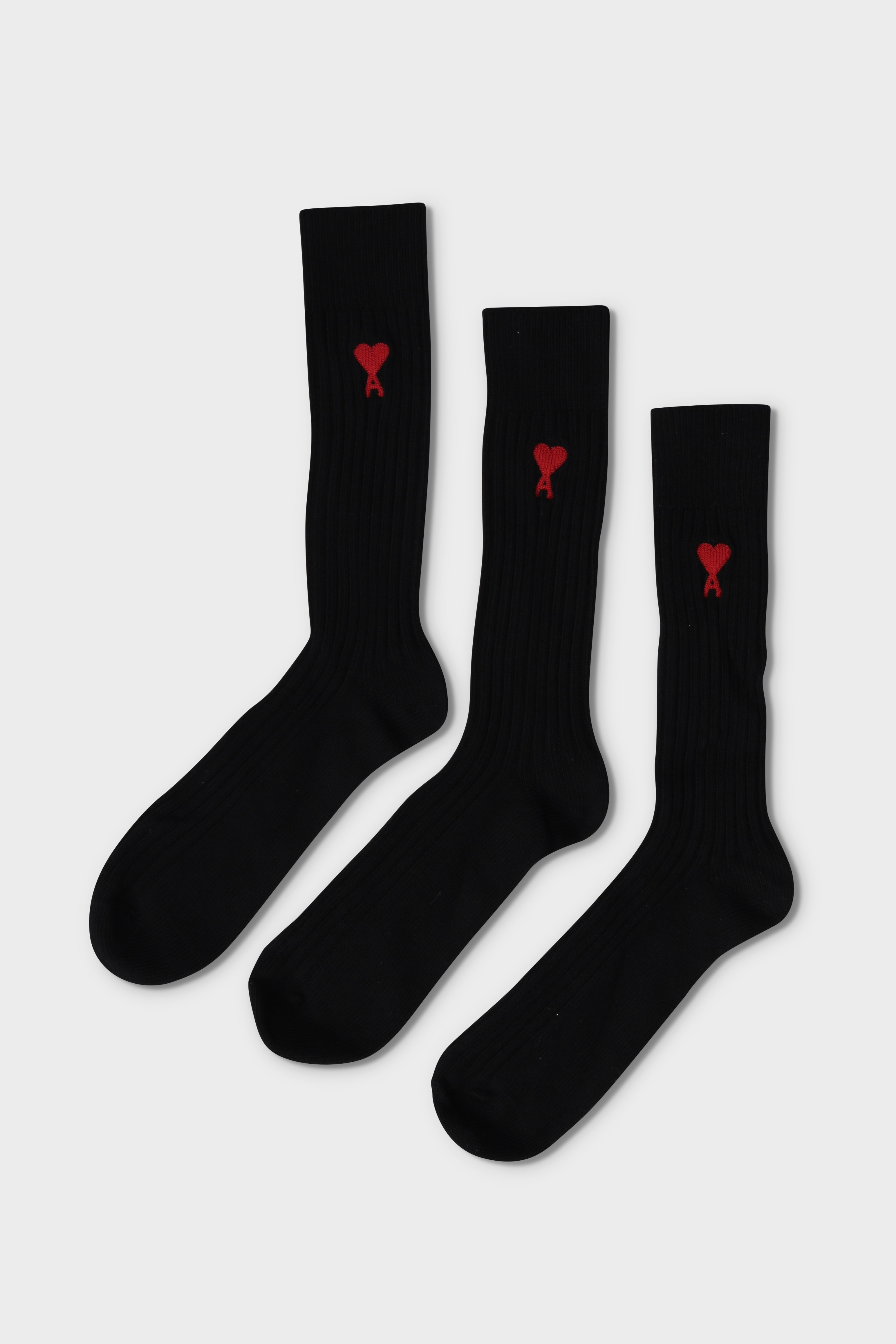 AMI PARIS de Coeur 3 Pack Socks in Black 43-46