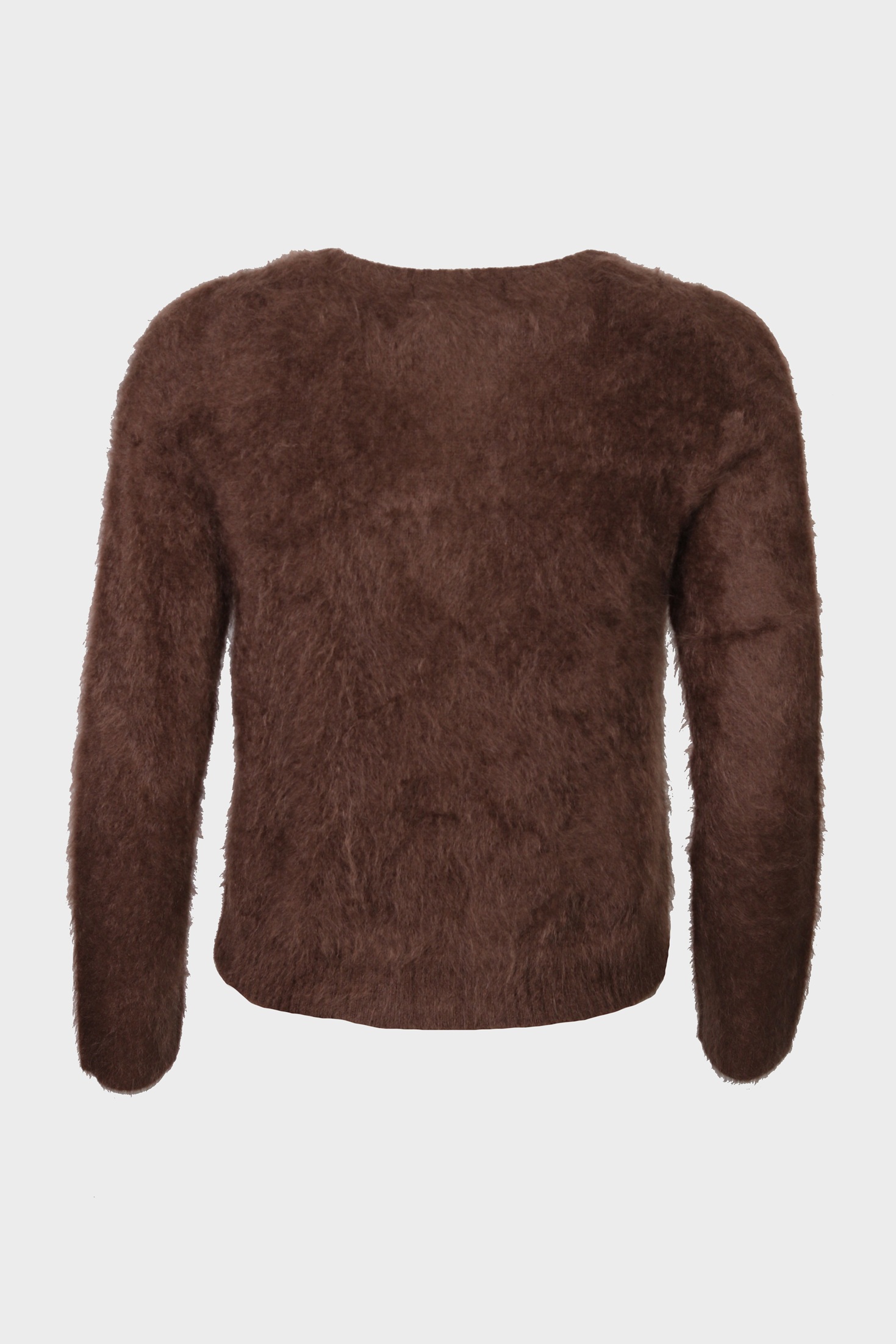 FLONA Cashmere Fluffy Short Cardigan in Brown