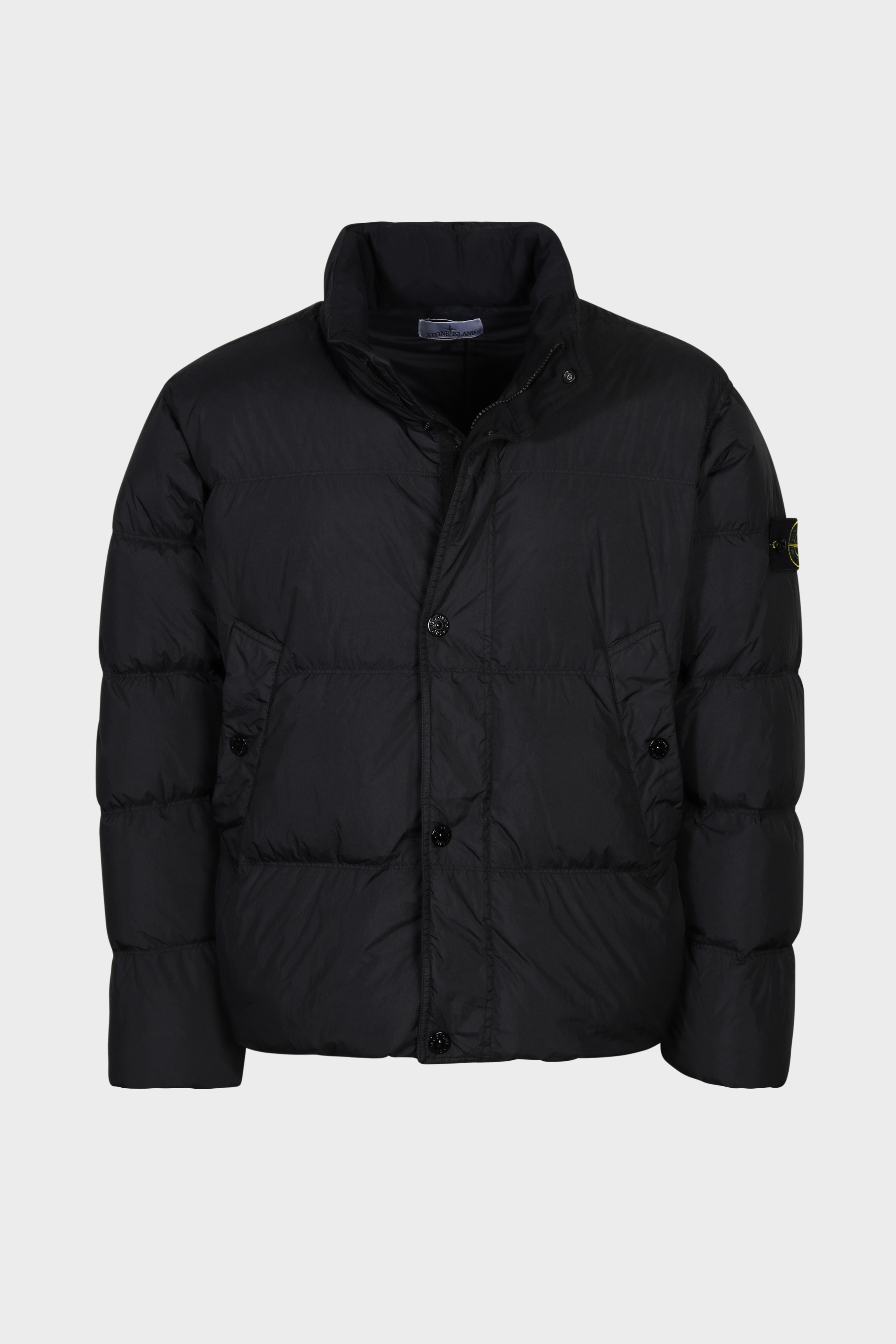 STONE ISLAND Garment Dyed Crinkle Reps Down Jacket in Black