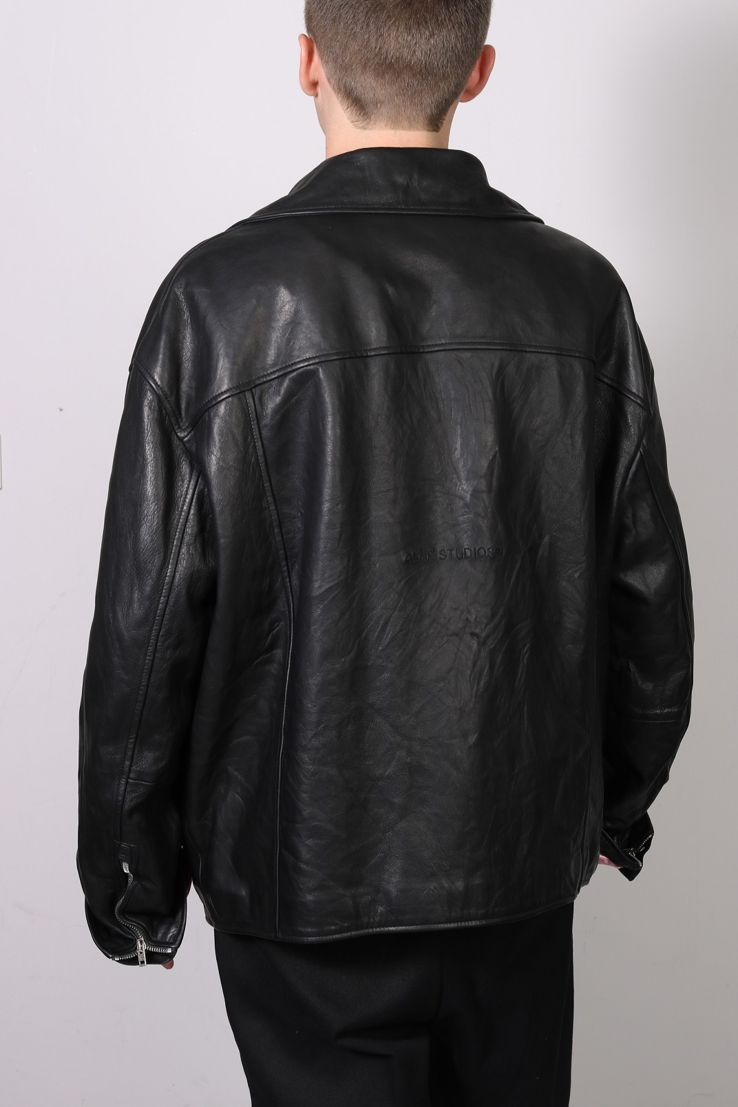 ACNE STUDIOS Vintage Leather Jacket in Black 46