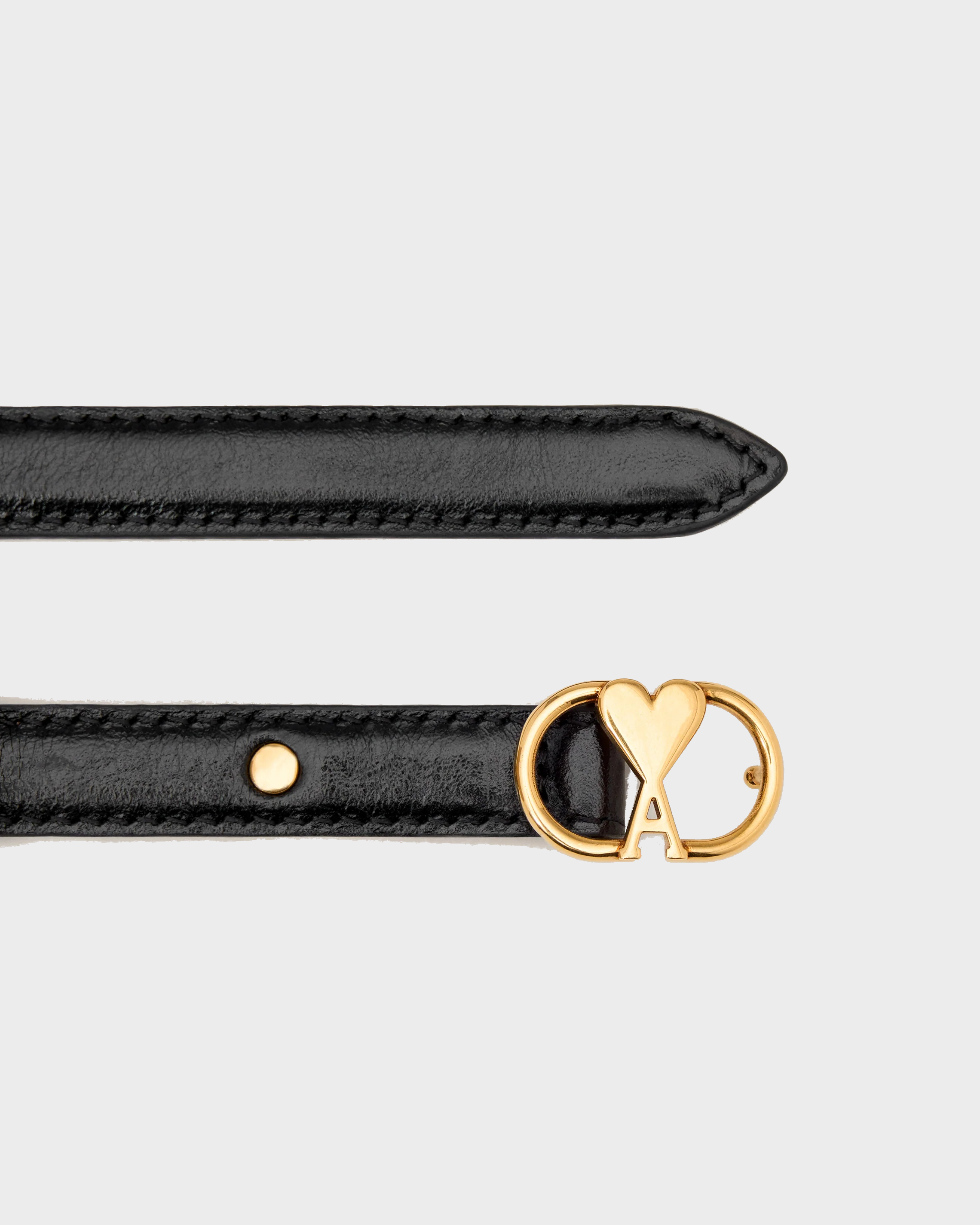 AMI PARIS Thin Oval Buckle Belt in Black/Gold AMI PARIS Thin Oval Buckle Belt in Black/Gold