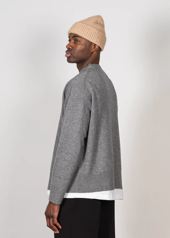 YACAIA Wool/Cashmere Sweater in Grey Melange XXL