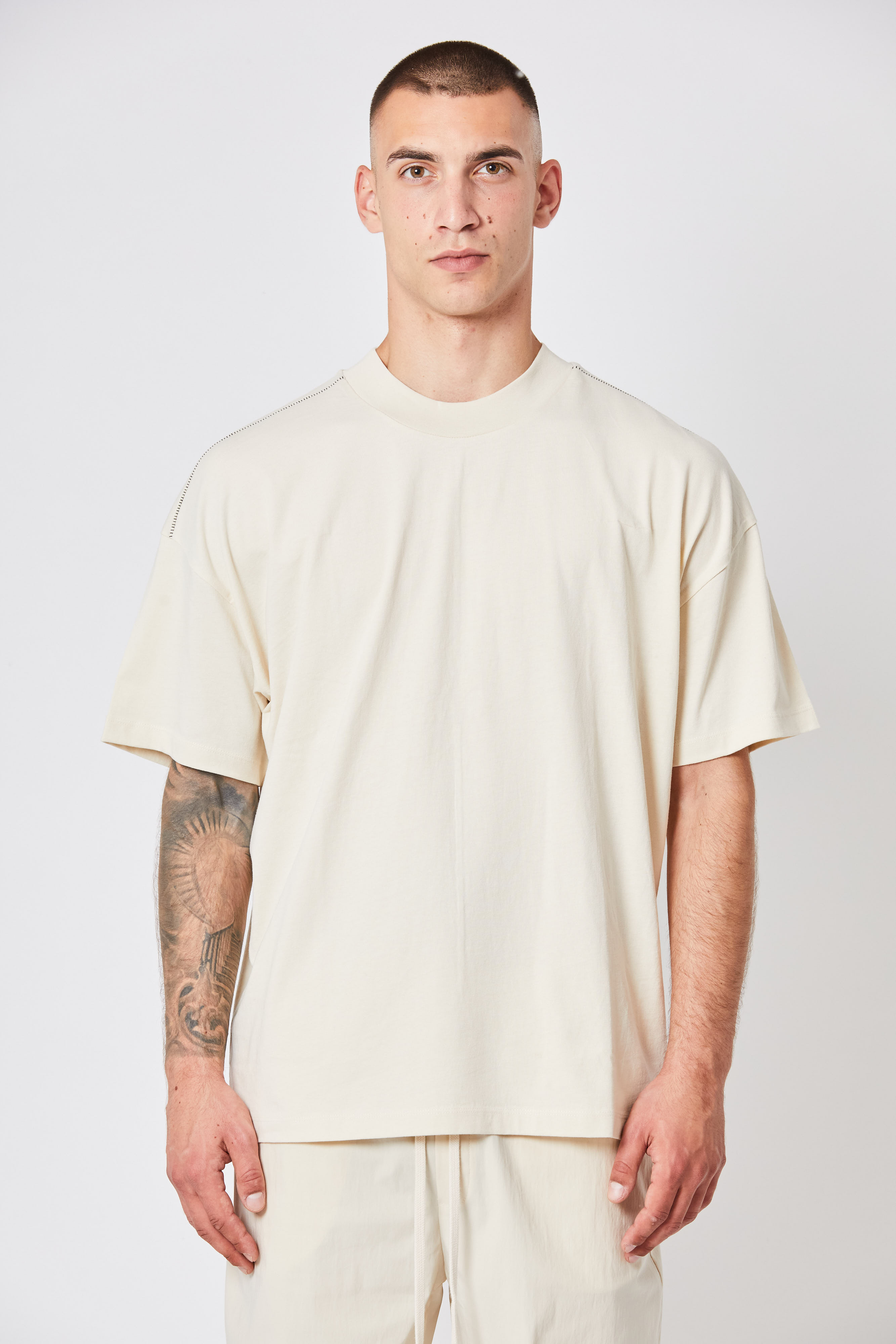 Thom Krom Oversize T-Shirt with Stitches in Ivory