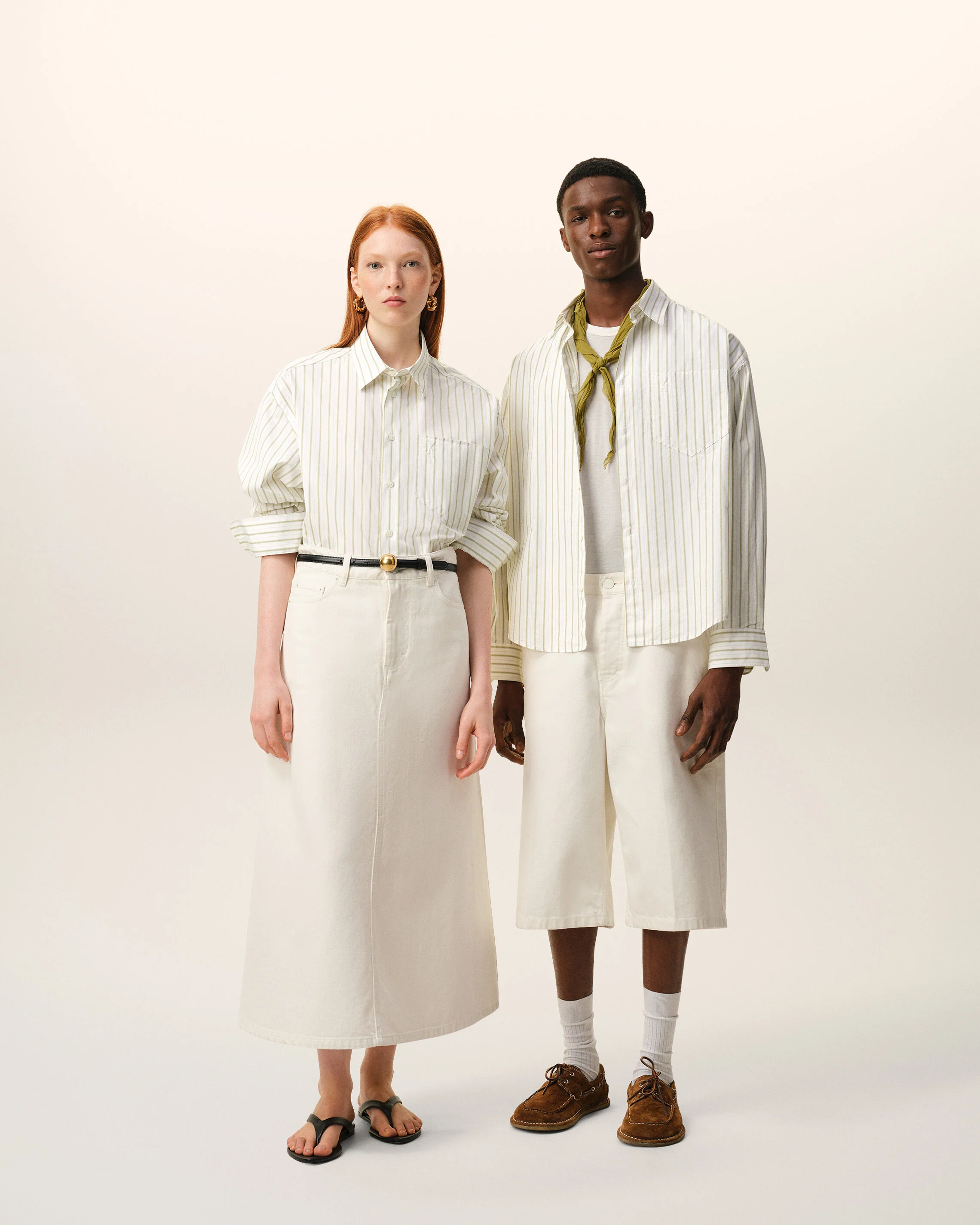 AMI PARIS de Coeur Boxy Fit Shirt in White/Matcha