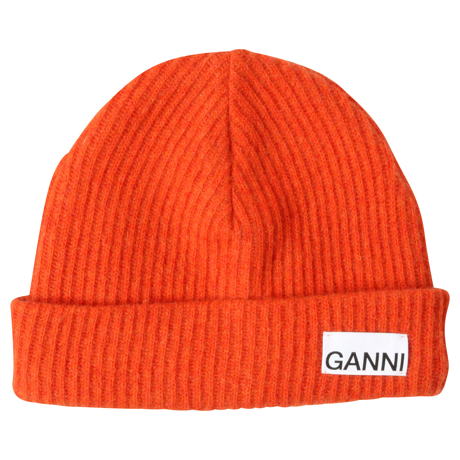 Ganni Recycled Wool Knit Hat Orange