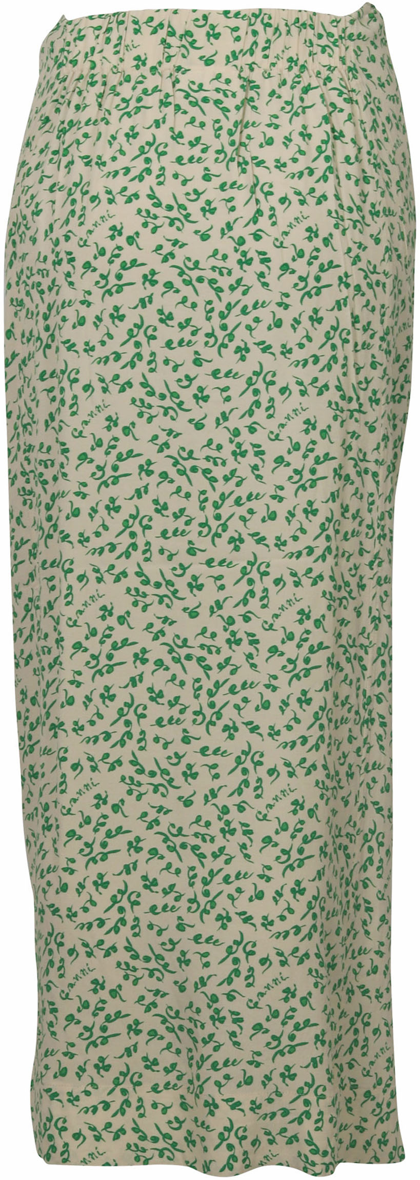 Ganni Long Skirt Ecru/Green Printed 34