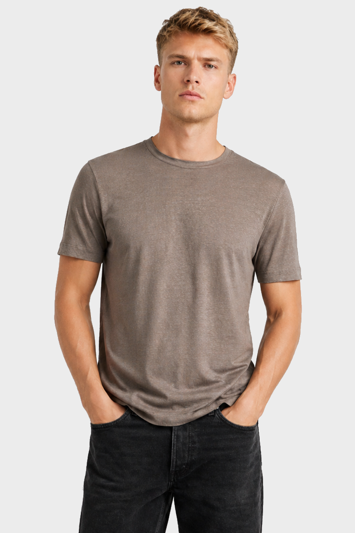 FILIPPO DE LAURENTIIS Linen T-Shirt in Brown